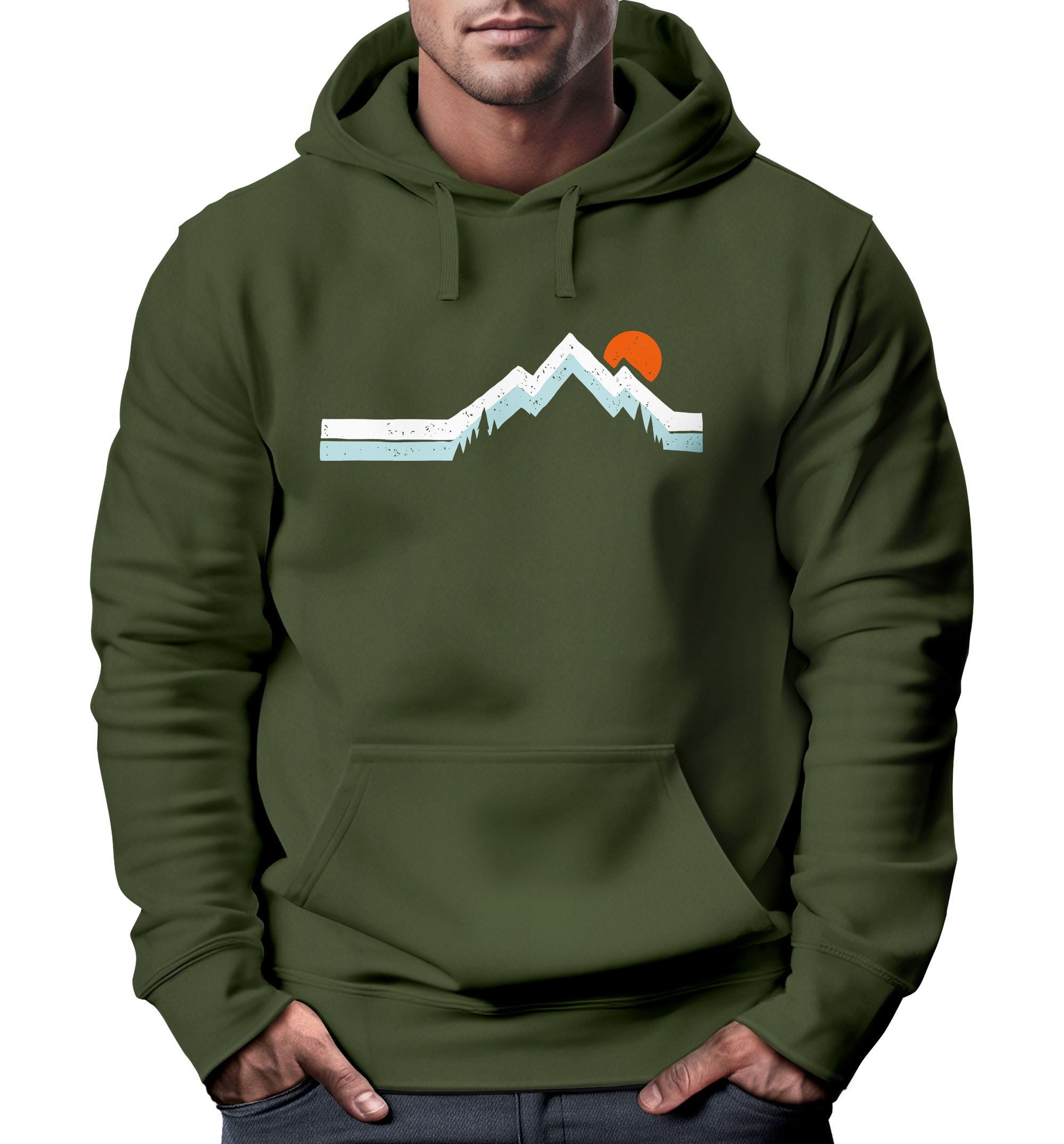 Neverless Hoodie Hoodie Herren Berg Wandern Natur Outdoor Aufdruck Print Fashion