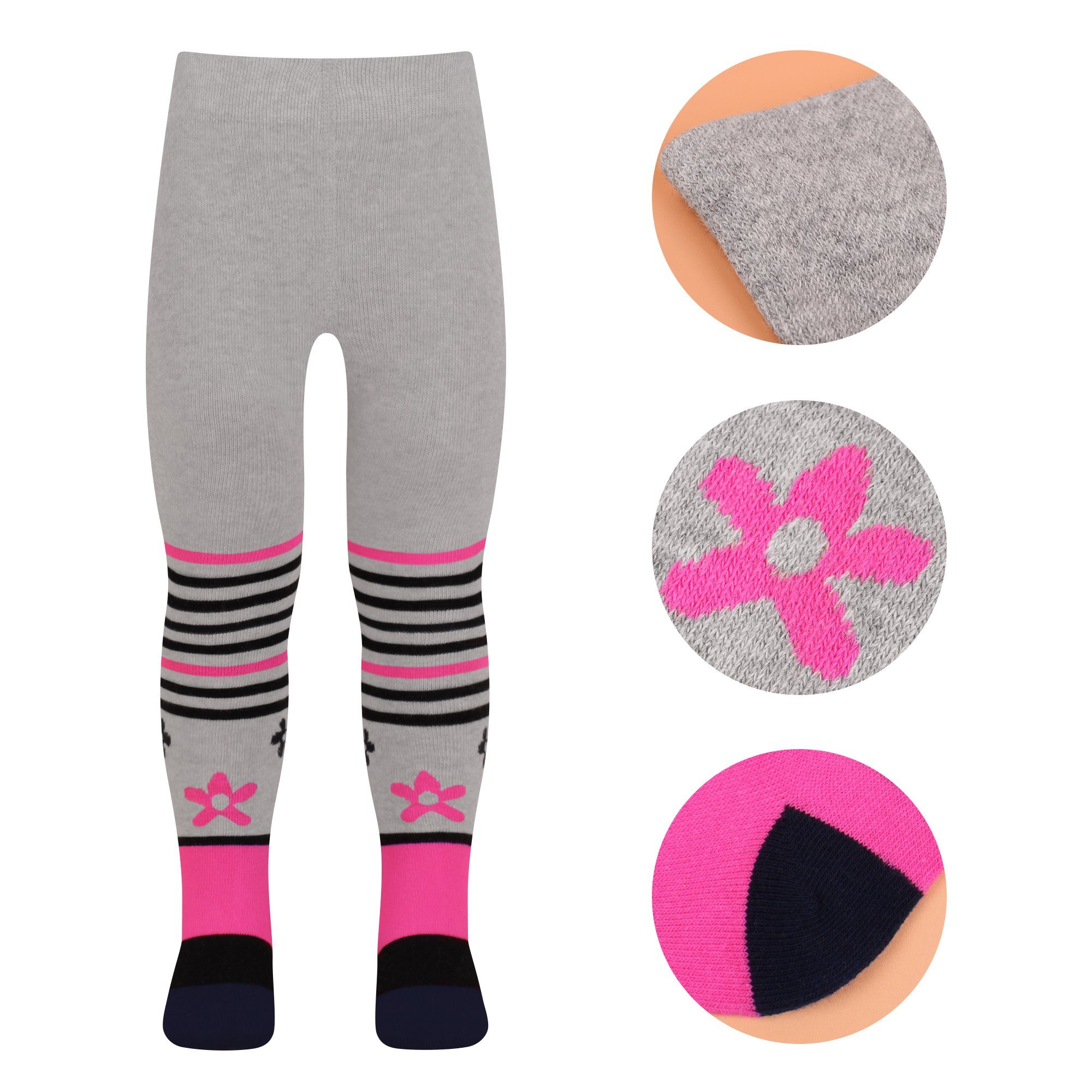 L&K-II Strumpfhose 2762 (4er-Pack) Baby Mädchen Strumpfhose aus Baumwolle mit hübschen Motiven