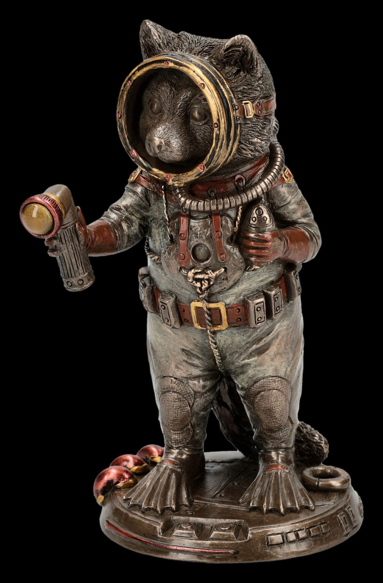 Dekofigur Steampunk Figur Waschbär – Retro Tauchfigur Veronese Statue 13 cm
