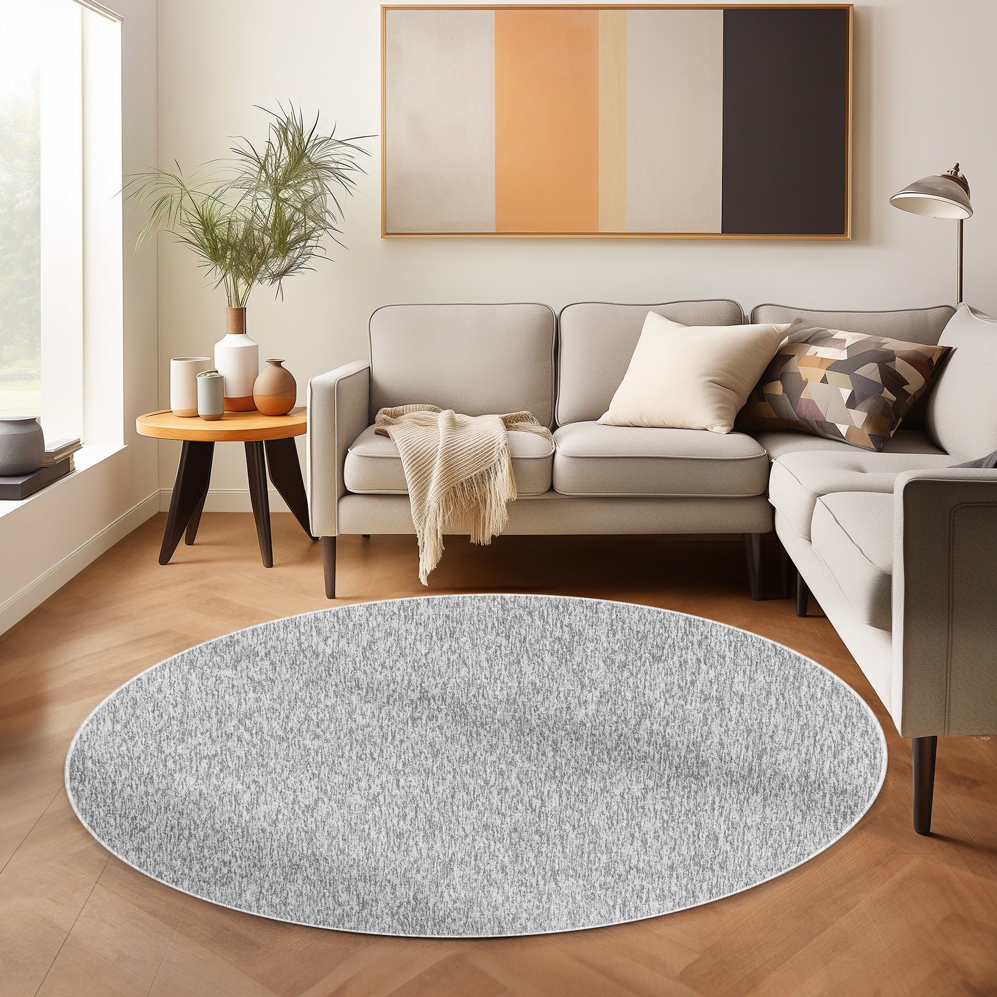 SIMPEX24 Teppich Unicolor - Einfarbig, Rund, Höhe: 7 mm, Runder Schlingen T günstig online kaufen