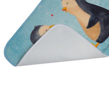 Badematte Pinguin Pärchen - Eisblau - Geschenk, Liebe, Liebesbeweis, Badteppich Mr. & Mrs. Panda, Höhe 1 mm, 100% Polyester, rechteckig, Saugstark