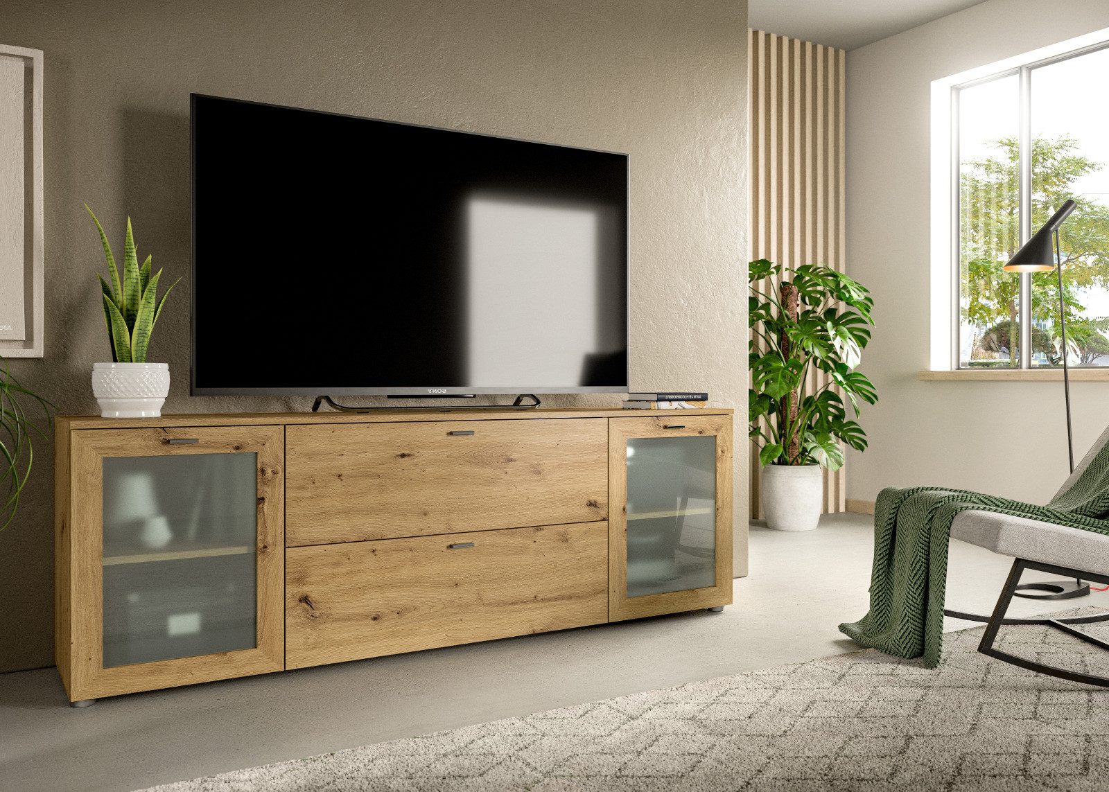 Inn.Furn Lowboard Dante (TV Unterschrank in Artisan Eiche Dekor, 180 x 62 c günstig online kaufen