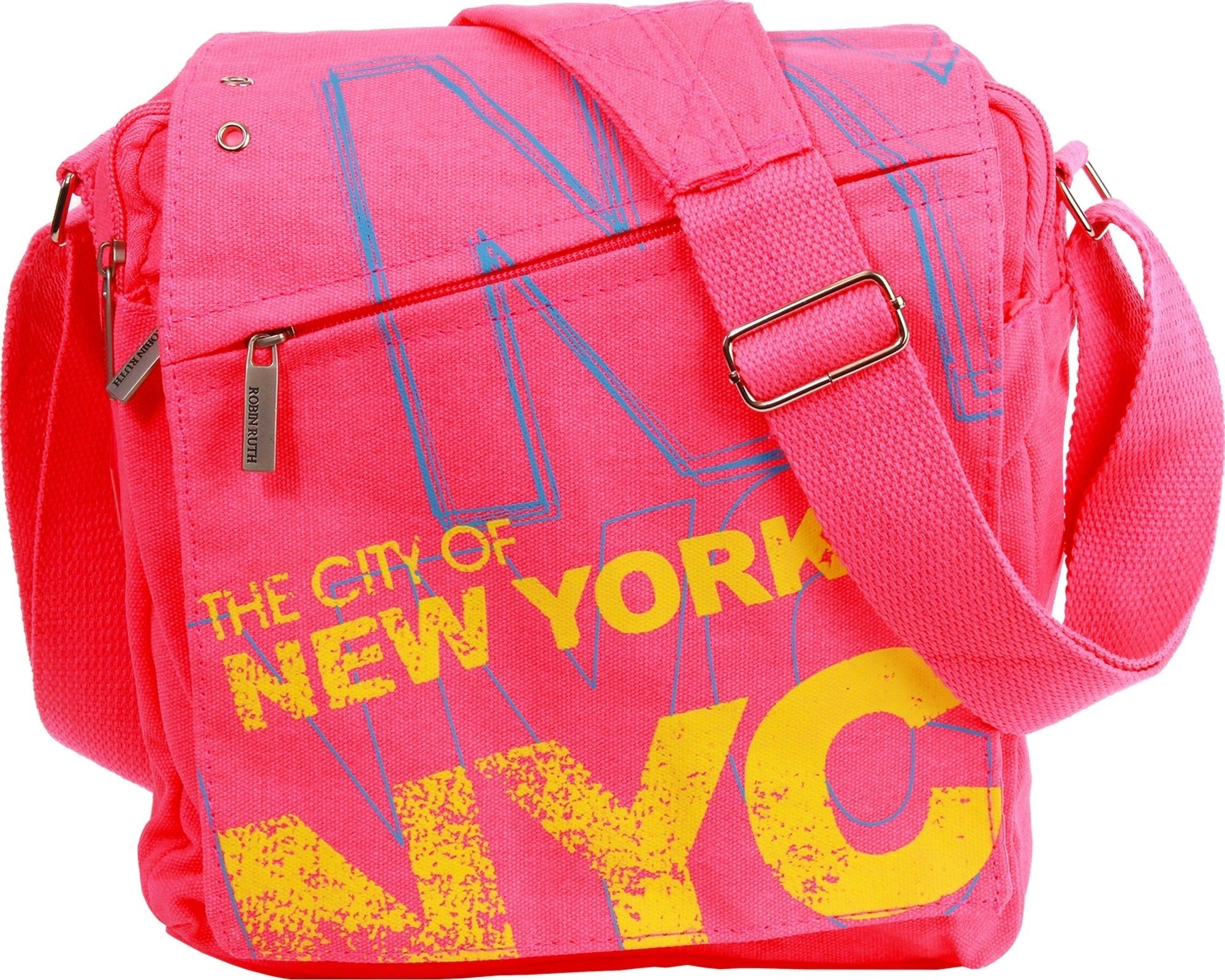 Robin Ruth Umhängetasche Robin Ruth NEW YORK City Umhängetasche,  Umhängetasche Canvas, pink, mehrfarbig ca. 26cm x ca. 27cm
