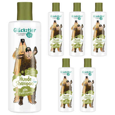 Glückstier Fellpflege Hundeshampoo Universal 6x 250 ml Fell Fellpflege alle Felltypen vegan, 1500 ml