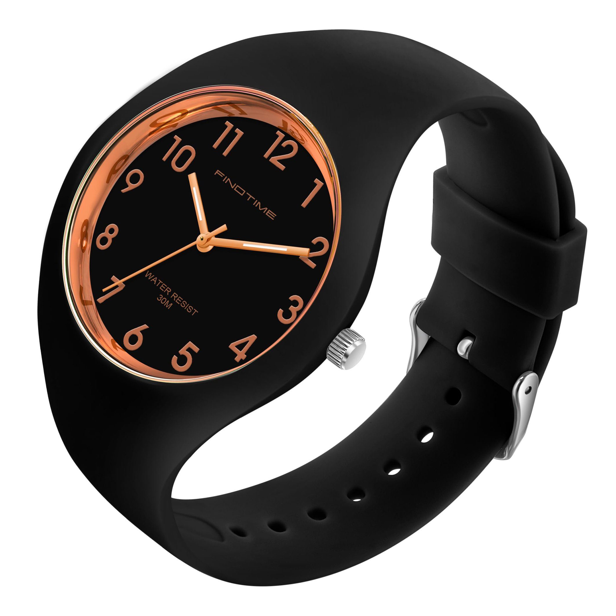 GelldG Uhr Armbanduhr Uhren analog Quarz mit Silikonarmband wasserdicht Sportuhr Gold, Schwarz