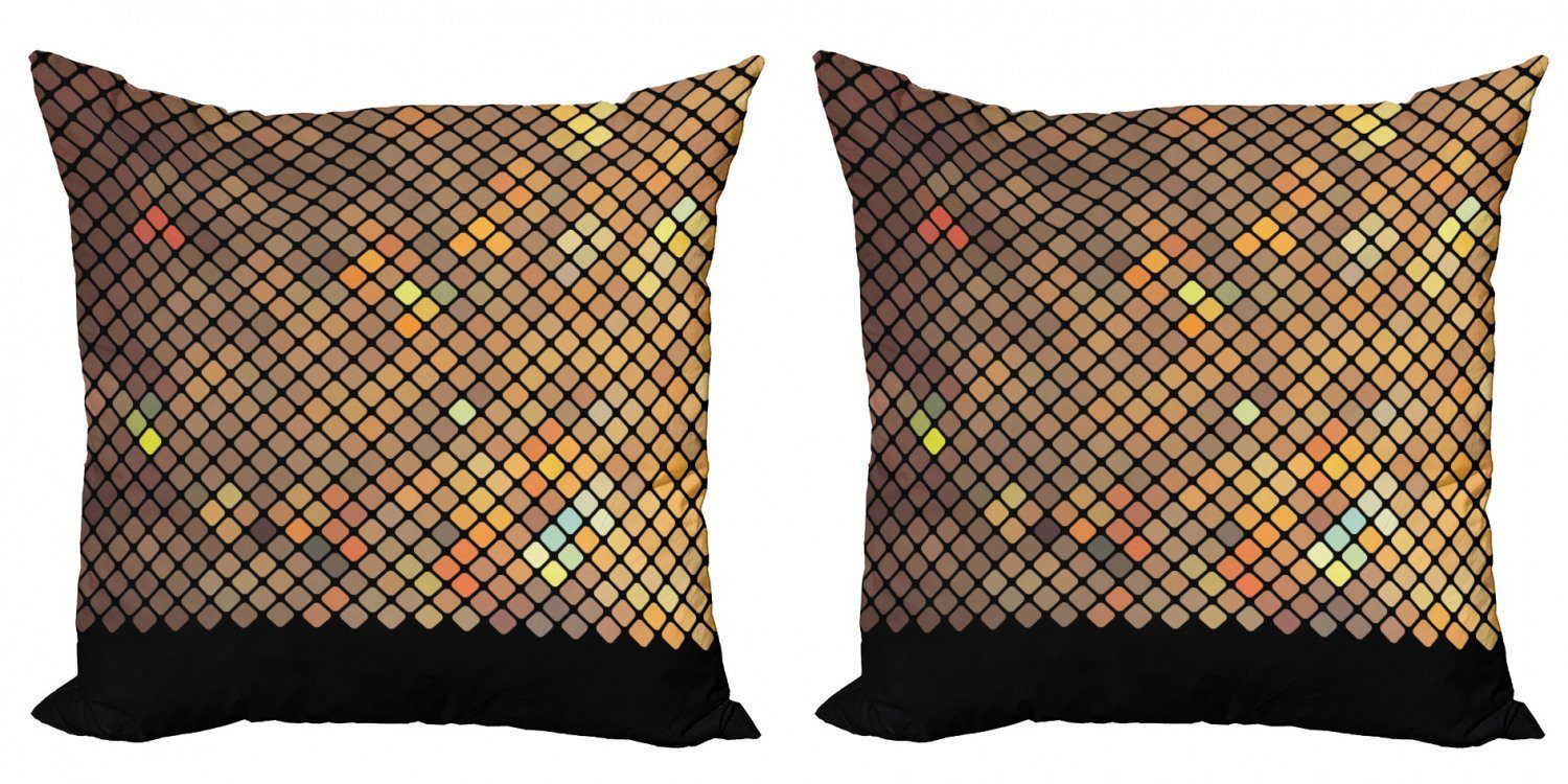 Kissenbezüge Modern Accent Doppelseitiger der Digitaldruck, Abakuhaus Quadrate Stück), (2 Erdfarben Mosaik