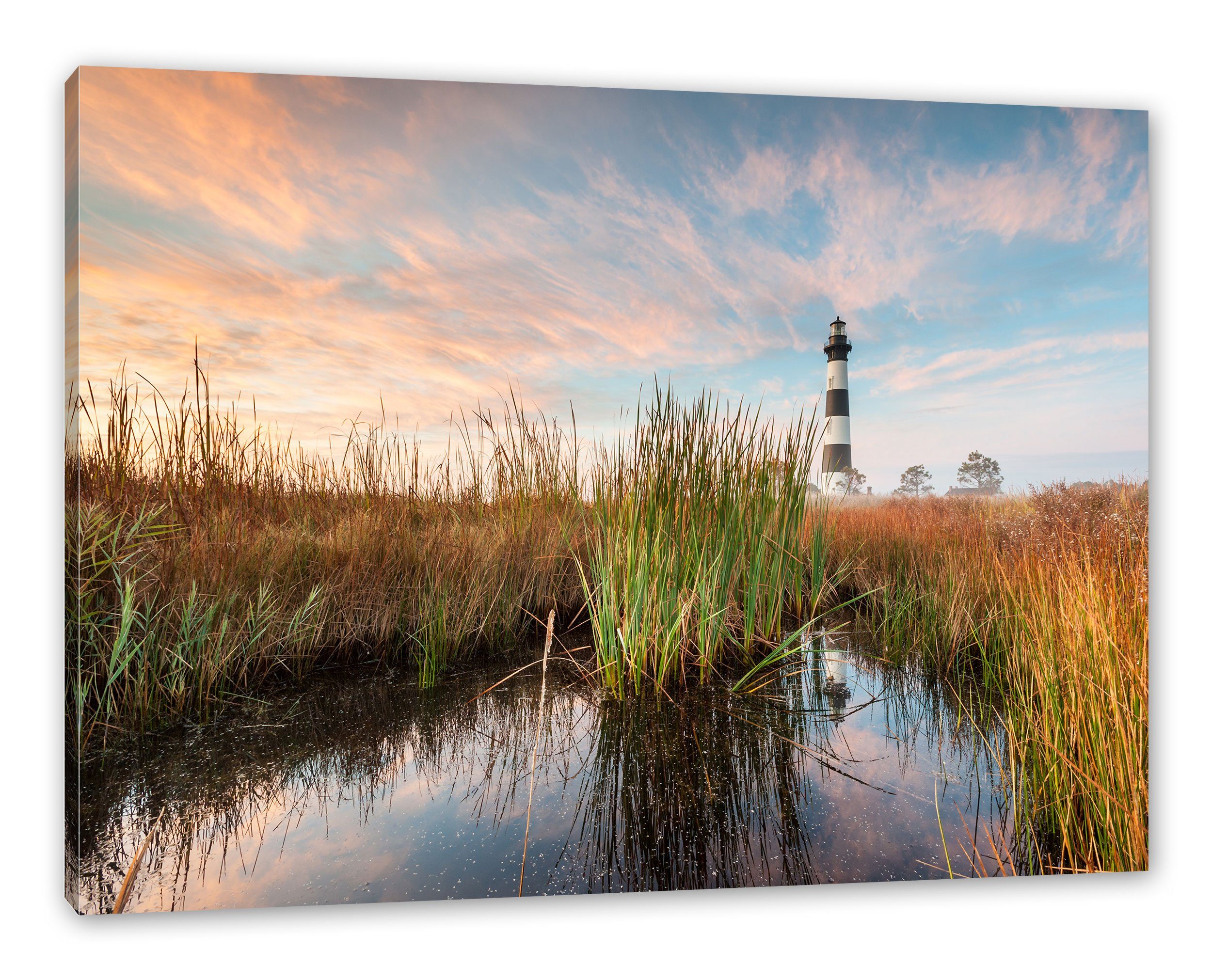 Pixxprint Leinwandbild Leuchtturm, Leuchtturm (1 St), Leinwandbild fertig bespannt, inkl. Zackenaufhänger