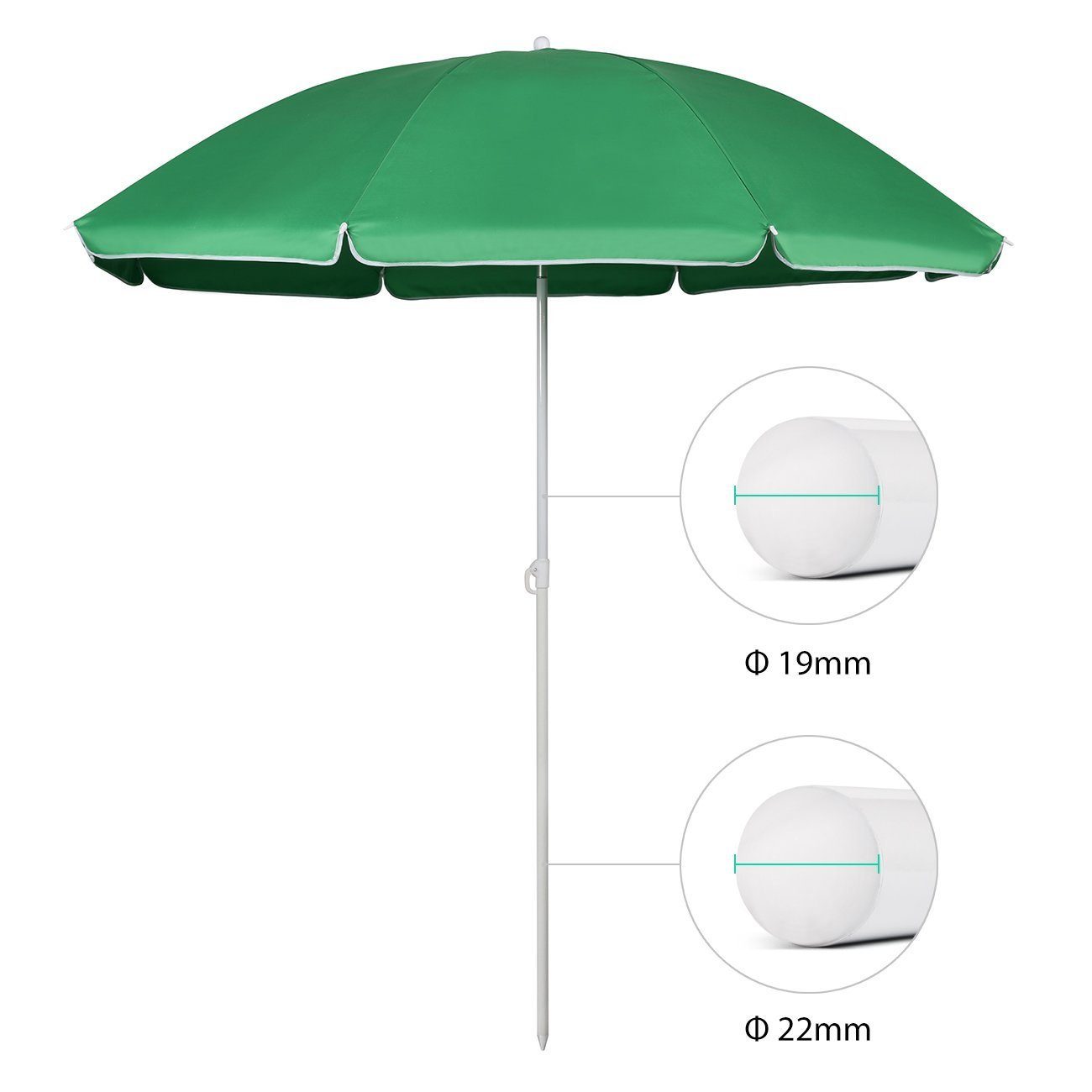 Sekey Sonnenschirm Ø 160 cm Balkonschirm Rund Strandschirm Sonnenschirm mit Schutzhülle, LxB: 160,00x160,00 cm, Neigungswinkel verstellbar, Höhe verstellbar, mi – Bild 5 von 5