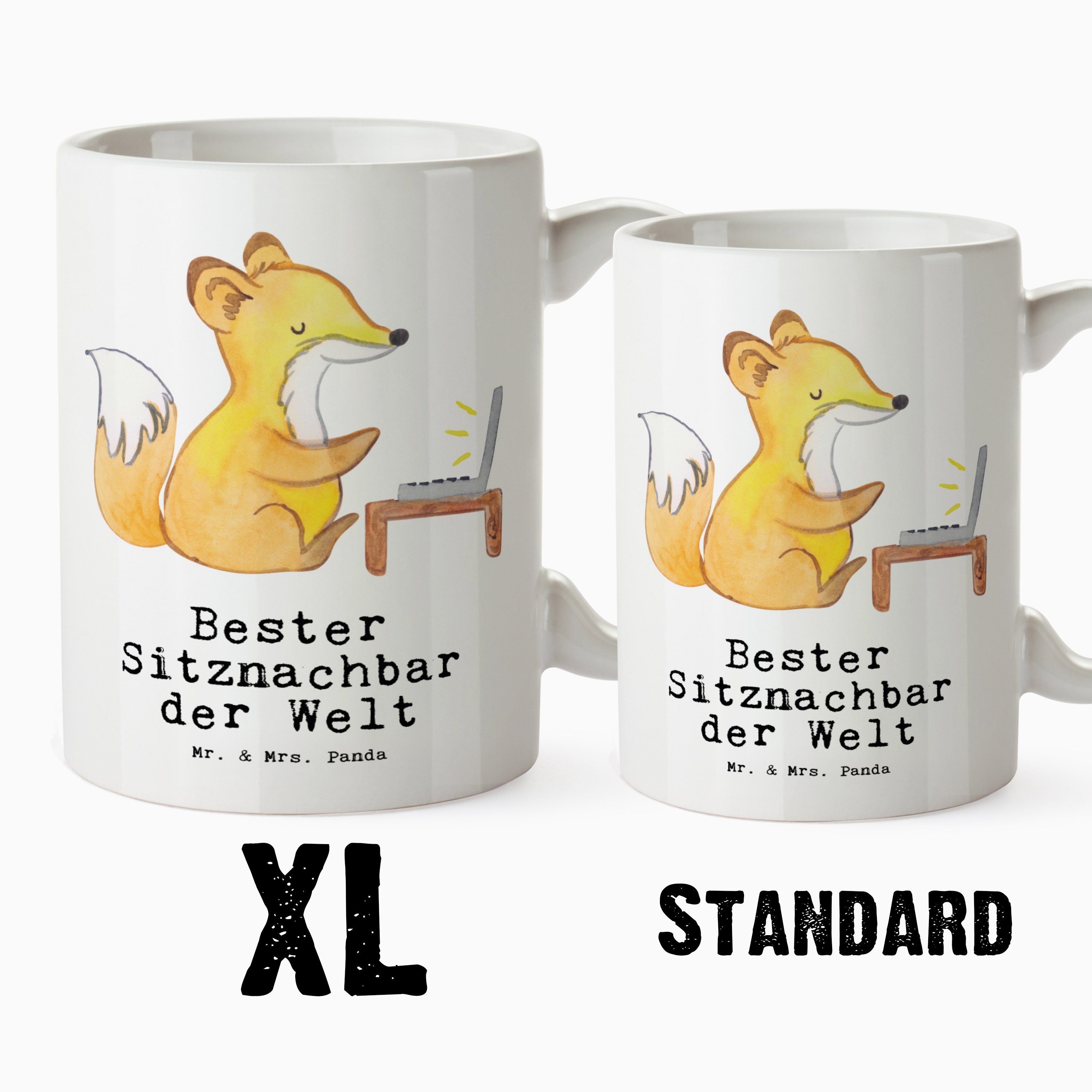 Mr. & Mrs. Panda Tasse Fuchs Bester Sitznachbar der Welt - Weiß - Geschenk, Schenken, Grosse, XL Tasse Keramik