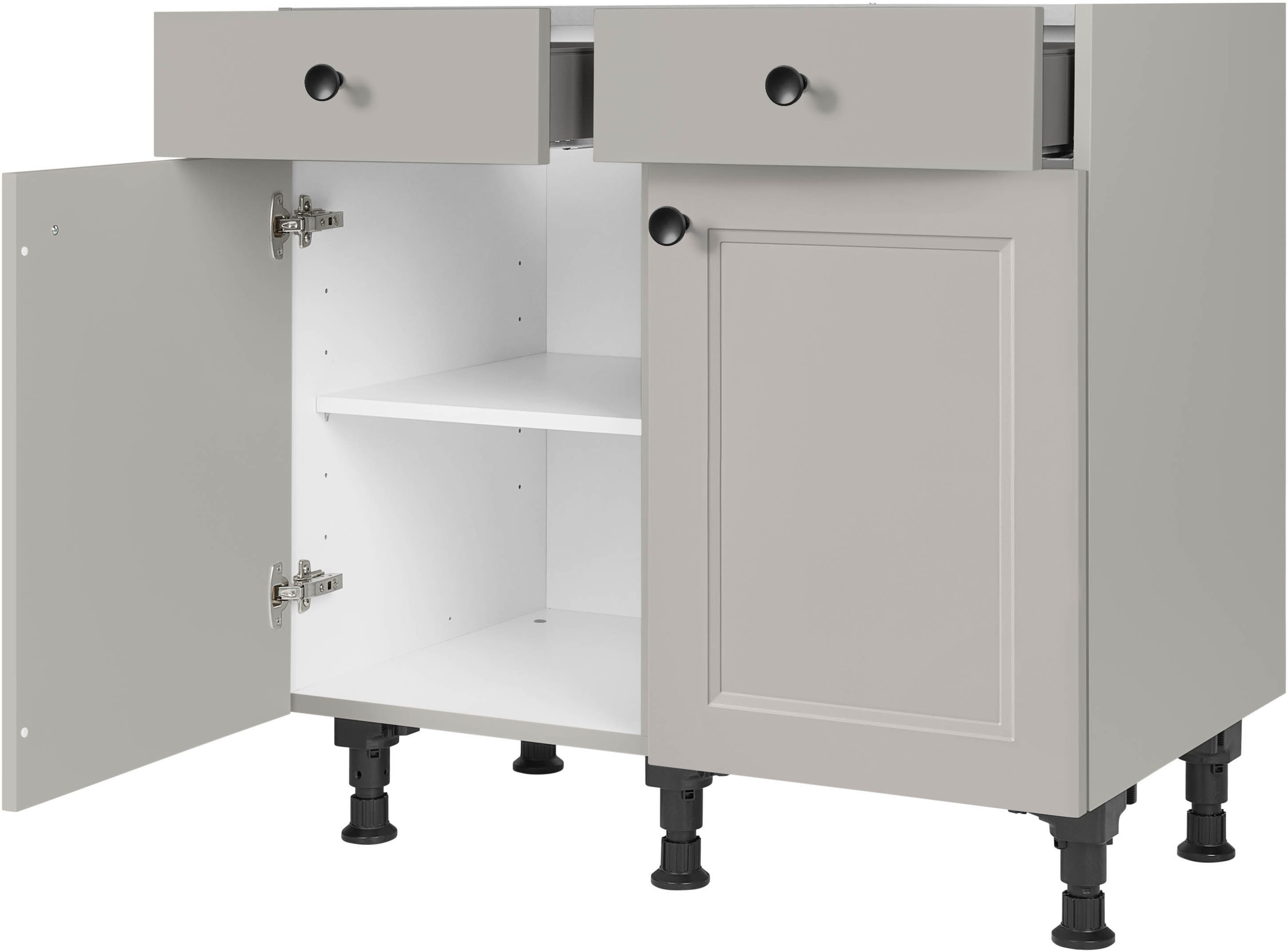 nobilia® Unterschrank "Cascada", vormontiert, Breite 90 cm, Soft-Close-Funktion bei den Schubkästen, inkl. höhenverstellbare Sockelfüße
