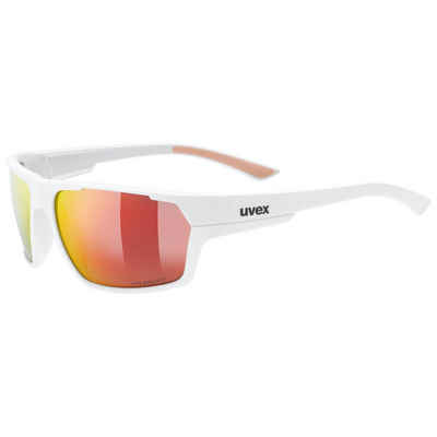 Uvex Sportbrille, (1-St), uvex Unisex – Erwachsene, sportstyle 233 P Sportbrille polarisiert white mat/red