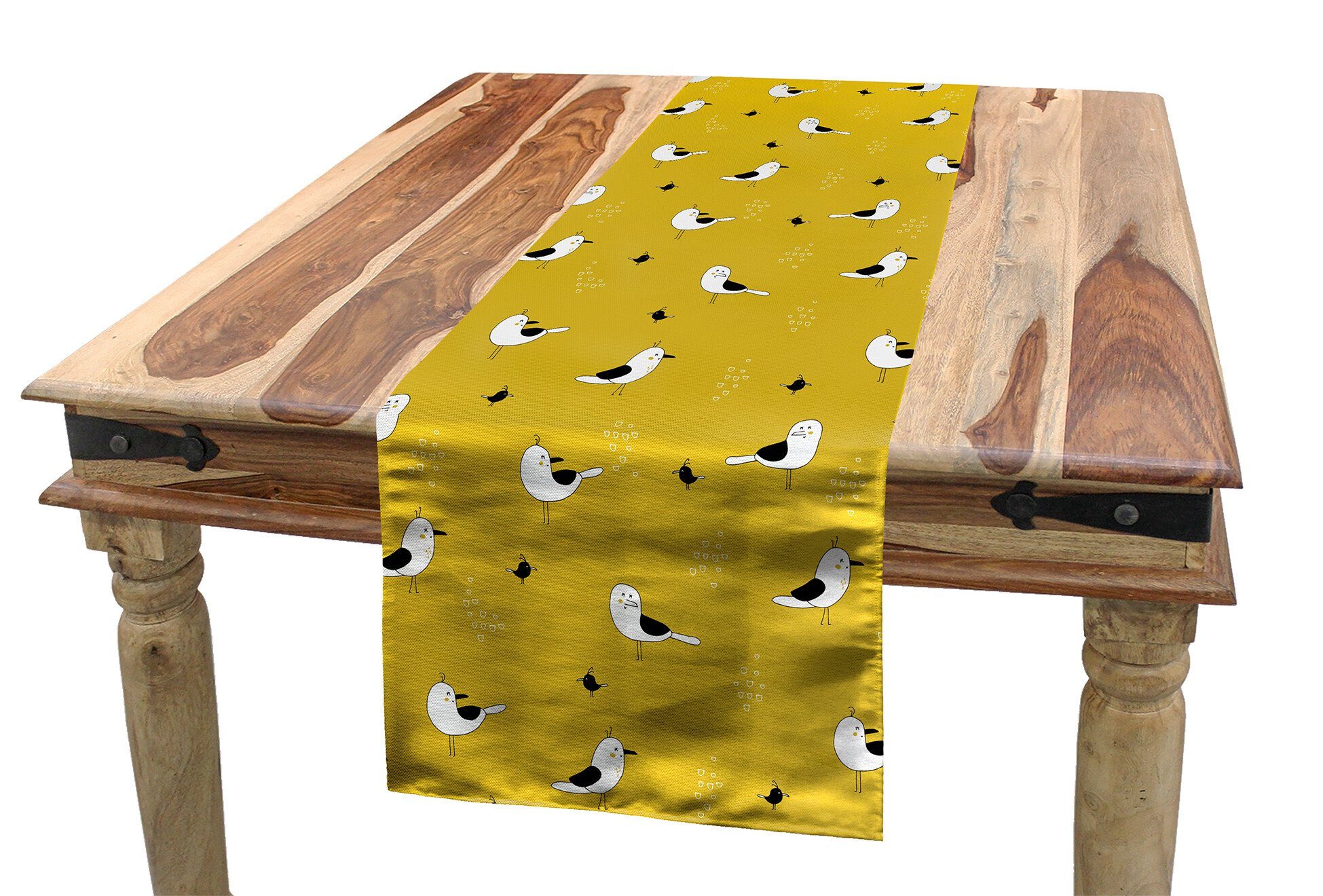 Abakuhaus Tischläufer Esszimmer Küche Rechteckiger Dekorativer Tischläufer, Vogel Baby und Mutter Möwe Tier