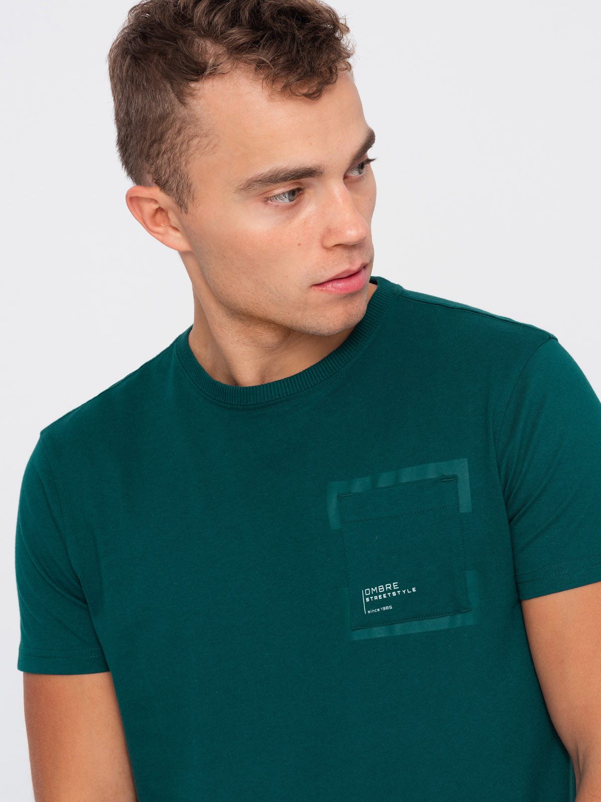OMBRE T-Shirt Herren-T-Shirt aus Baumwolle mit Brusttasche