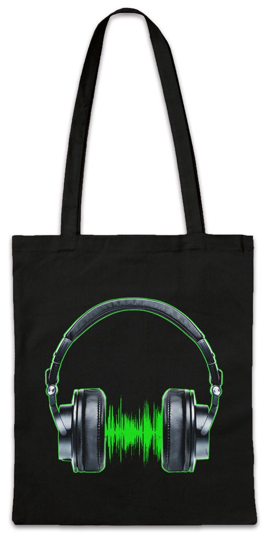 Beuteltasche Headphones Waveform Stofftasche Dj Disco Electro Techno Rave Club Rap
