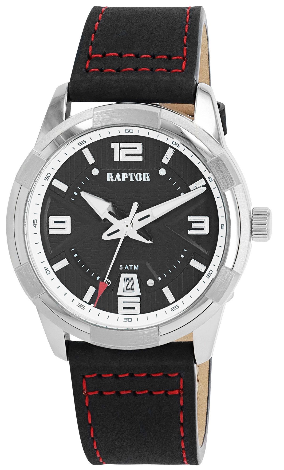 Raptor Quarzuhr Noam Echtlederband, markant, Geschenk, D: 42 mm, 5ATM