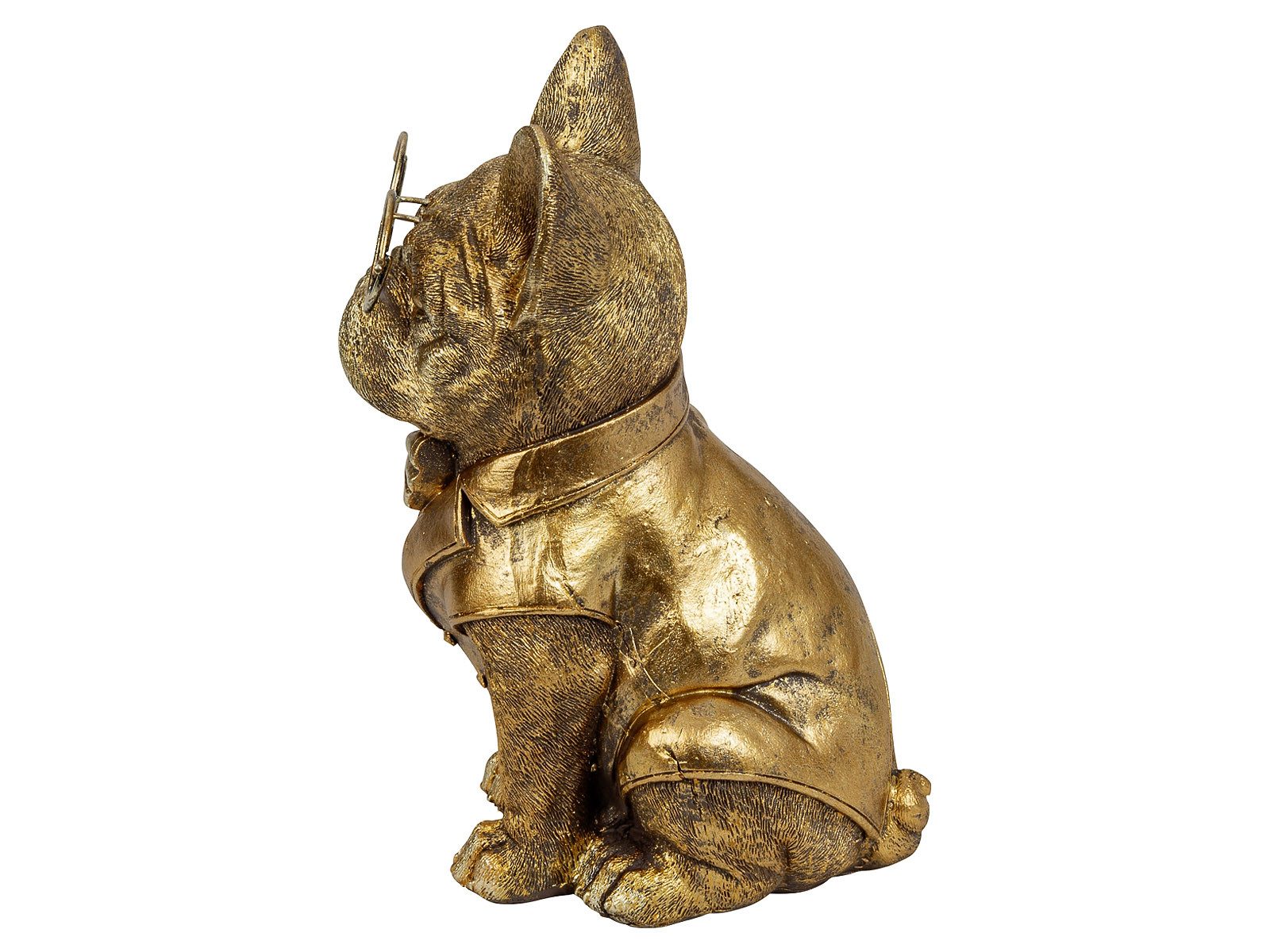 Mel-O-Design Dekofigur 1490 Lustiger Mops in gold mit großer Brille (Stück, 1 St., 1), Blickfang