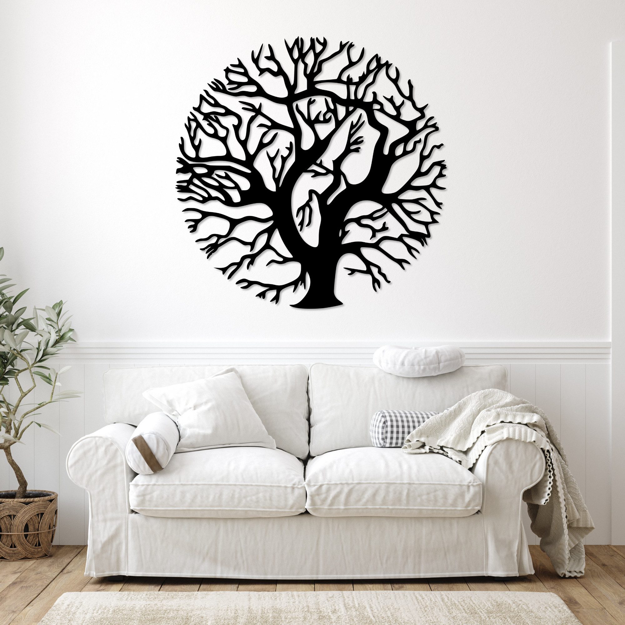 EYOKA Wanddekoobjekt 3D Wandbild aus Holz Wanddeko Moderne Holzkunst 6mm stark (6mm), Wandbild für Wohnzimmer Schlafzimmer Büro mit Doppelseitigem Klebeband