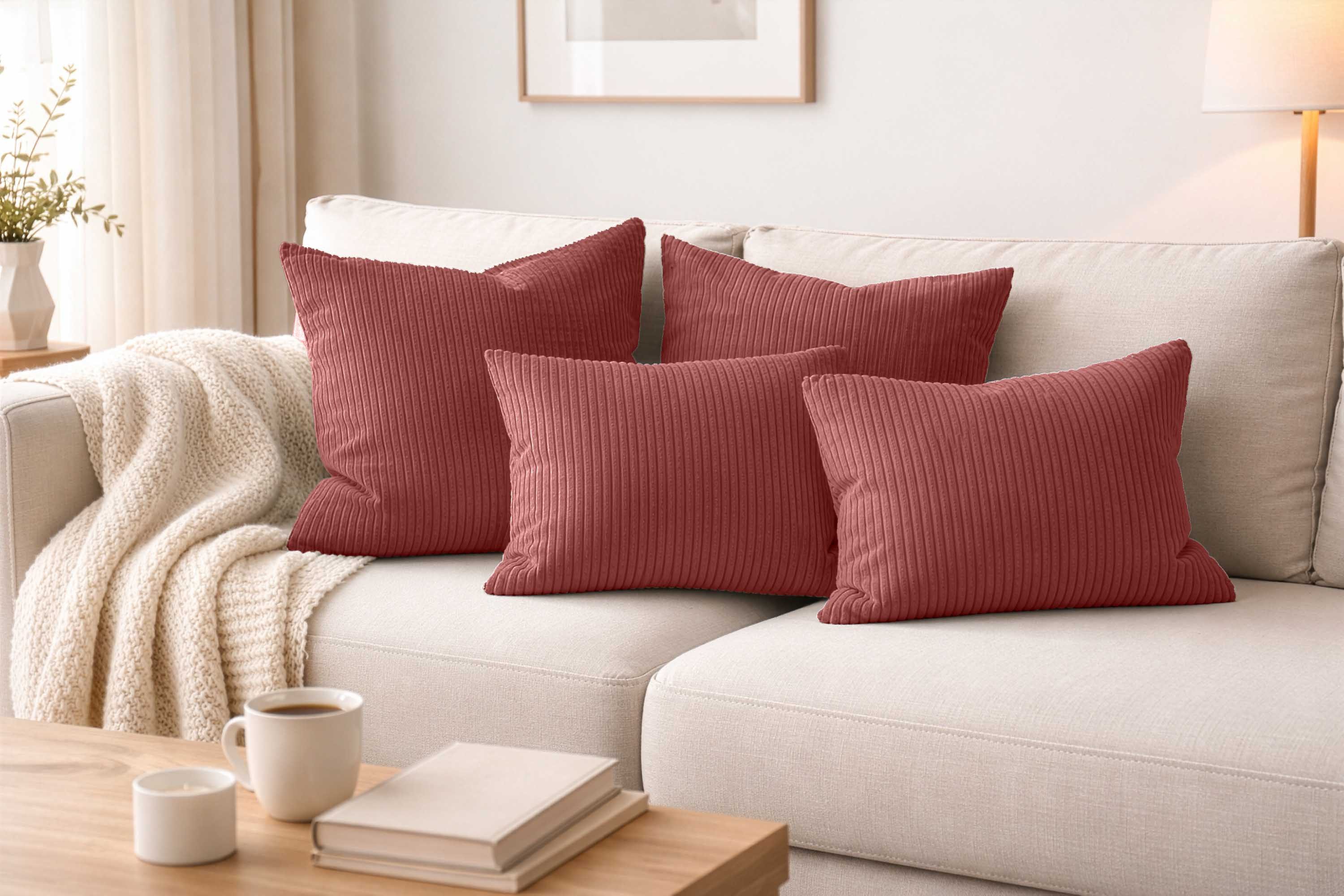 Amilian Dekokissen - Kissen Set 4er - Sofakissen mit Füllung 2x 50x50 + 2x 35x45cm, (4 Stück) Kuschelkissen - Zierkissen mit Kissenfüllung - Couchkissen