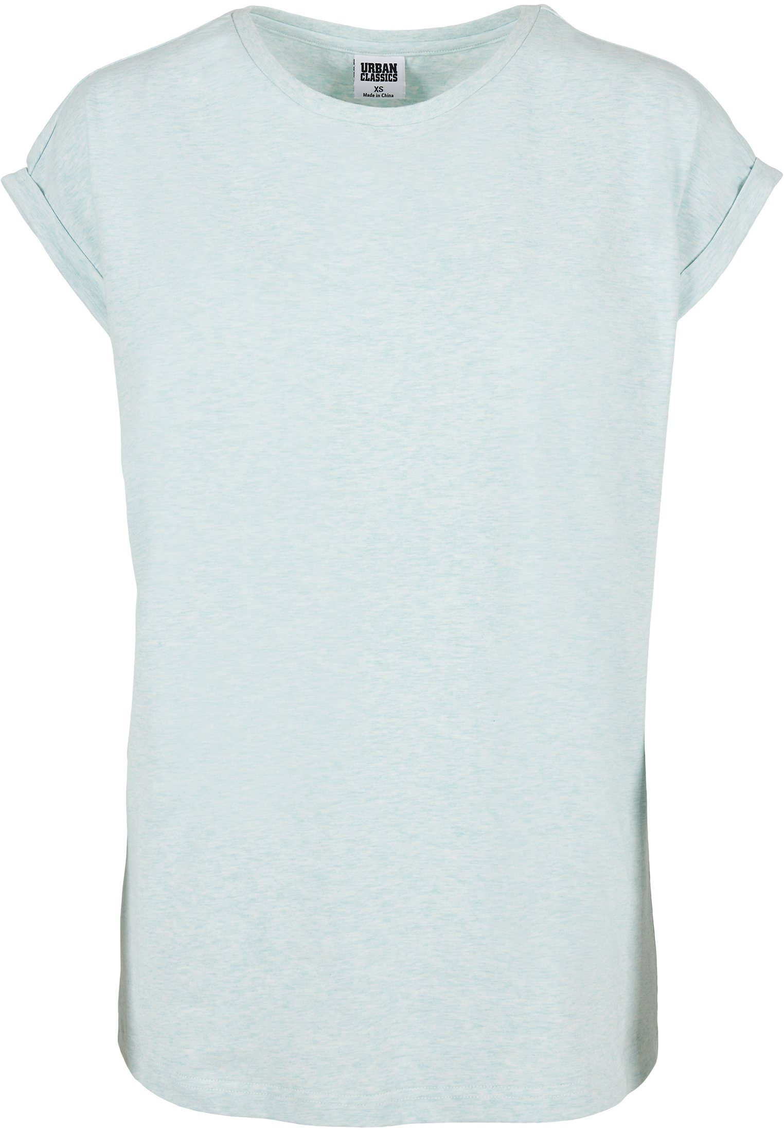 Frauen Extended melange Kurzarmshirt Melange Ladies (1-tlg) aqua Tee URBAN Shoulder Color CLASSICS