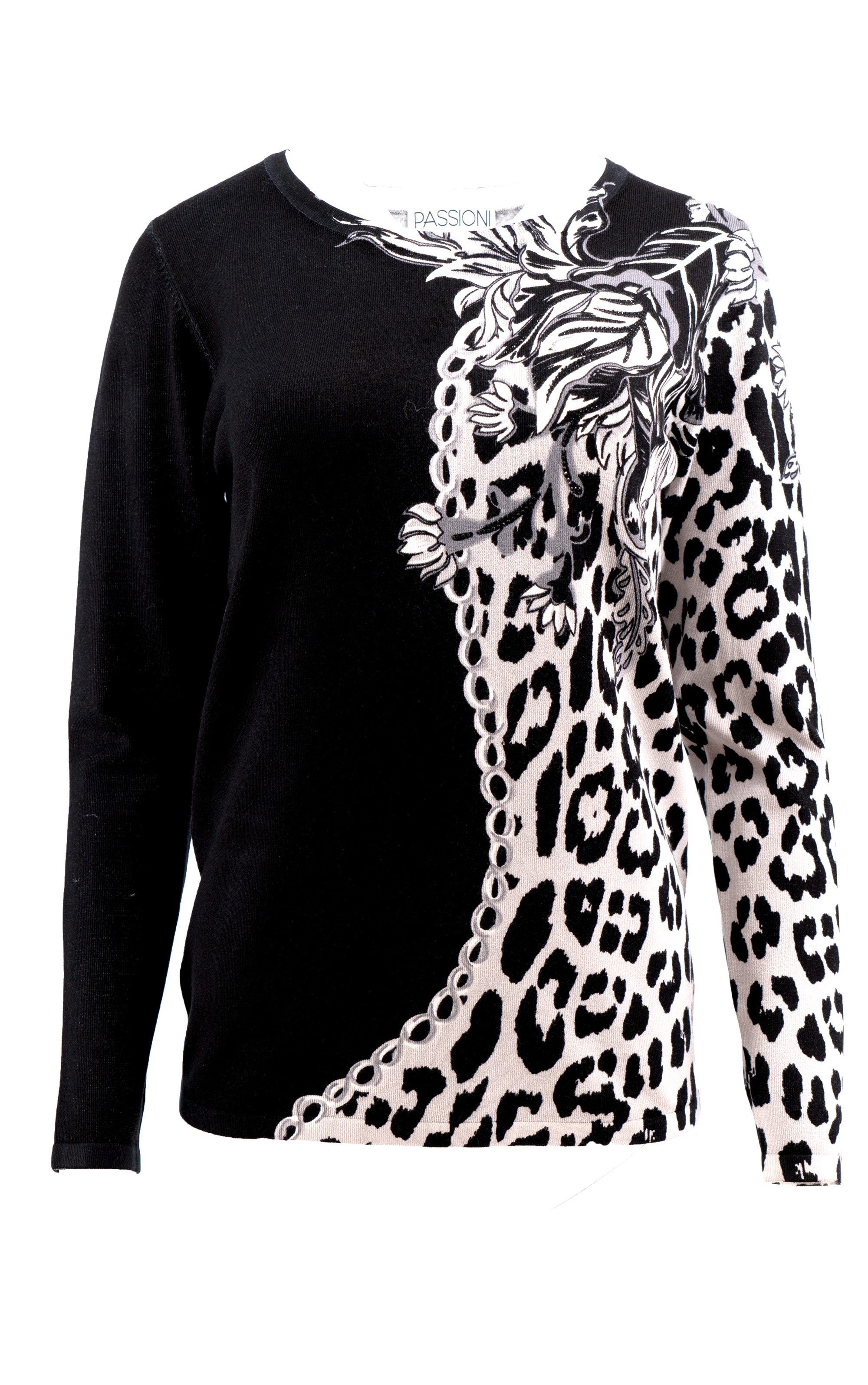 Passioni Strickpullover mit Leopardenmuster