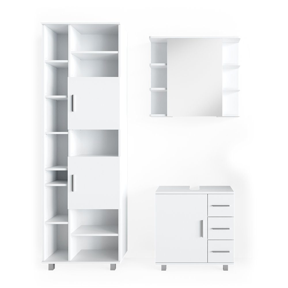 Badmöbel-Set Ilias, Weiß, 3 Teile, mit Unterschrank 60 cm