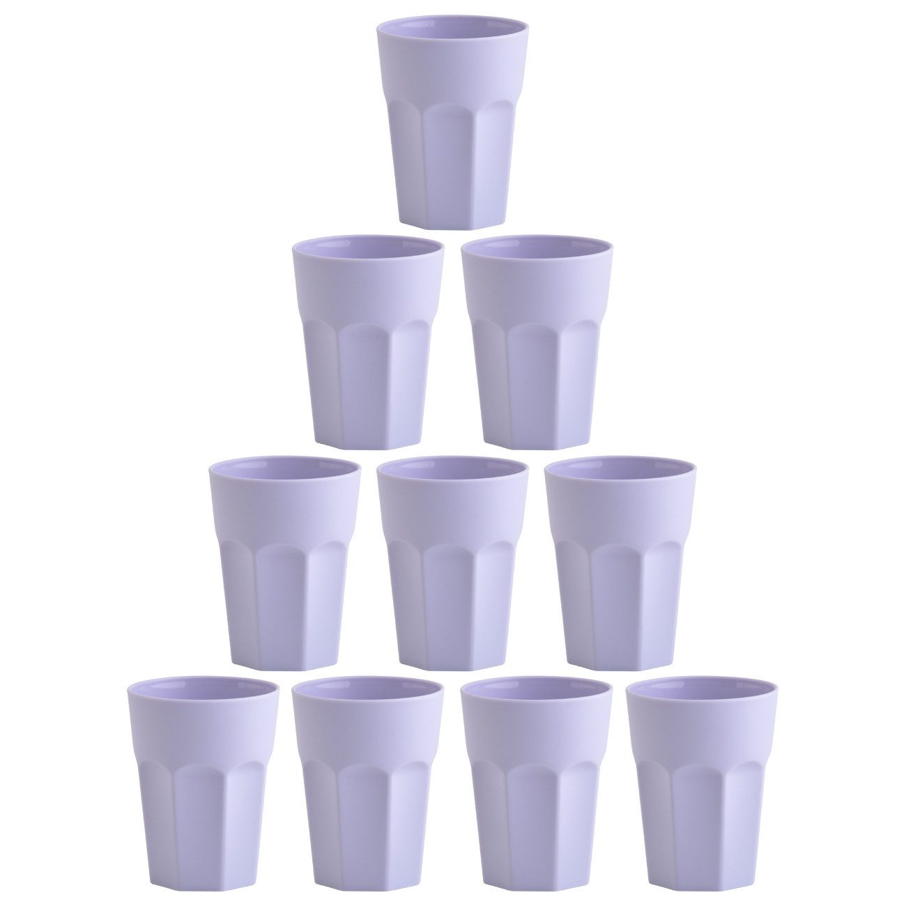 Engelland Becher Kunststoffbecher in modernen Pastellfarben, Mehrweg, 10-tlg., Kunststoff, spülmaschinengeeignet, bruchfest, wiederverwendbar, 250 ml, 0,25 Liter