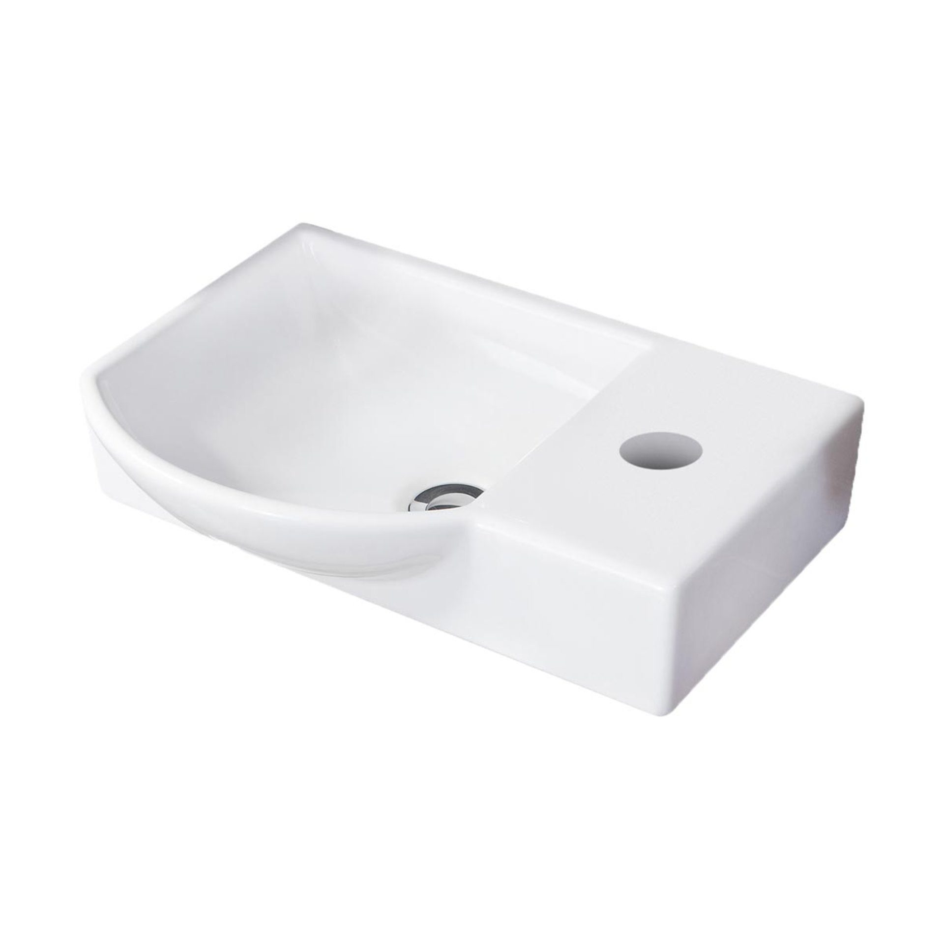 FACKELMANN Waschbecken SBC SCENO Gäste WC Set 2-teilig 45 cm, Weiß, links, Keramik – Bild 3 von 4