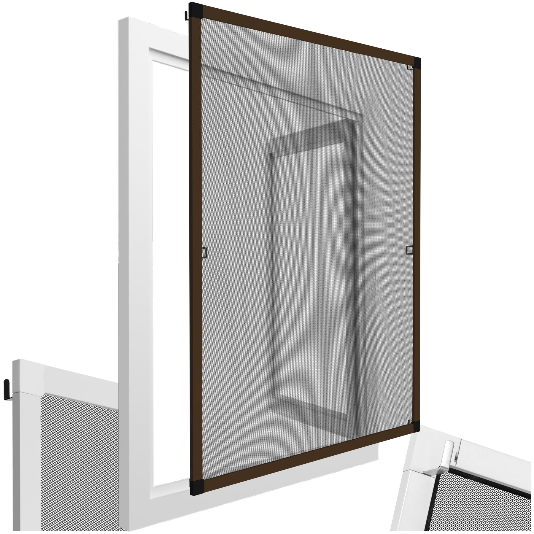 tectake Insektenschutz-Fensterrahmen Insektenschutzgitter für Fenster 100x120 cm zuschneidbar wetterfest, (Insektenschutz Fenster, in Braun), lichtdurchlässig, Fiberglas, Inkl. Montagematerial, ohne Bohren