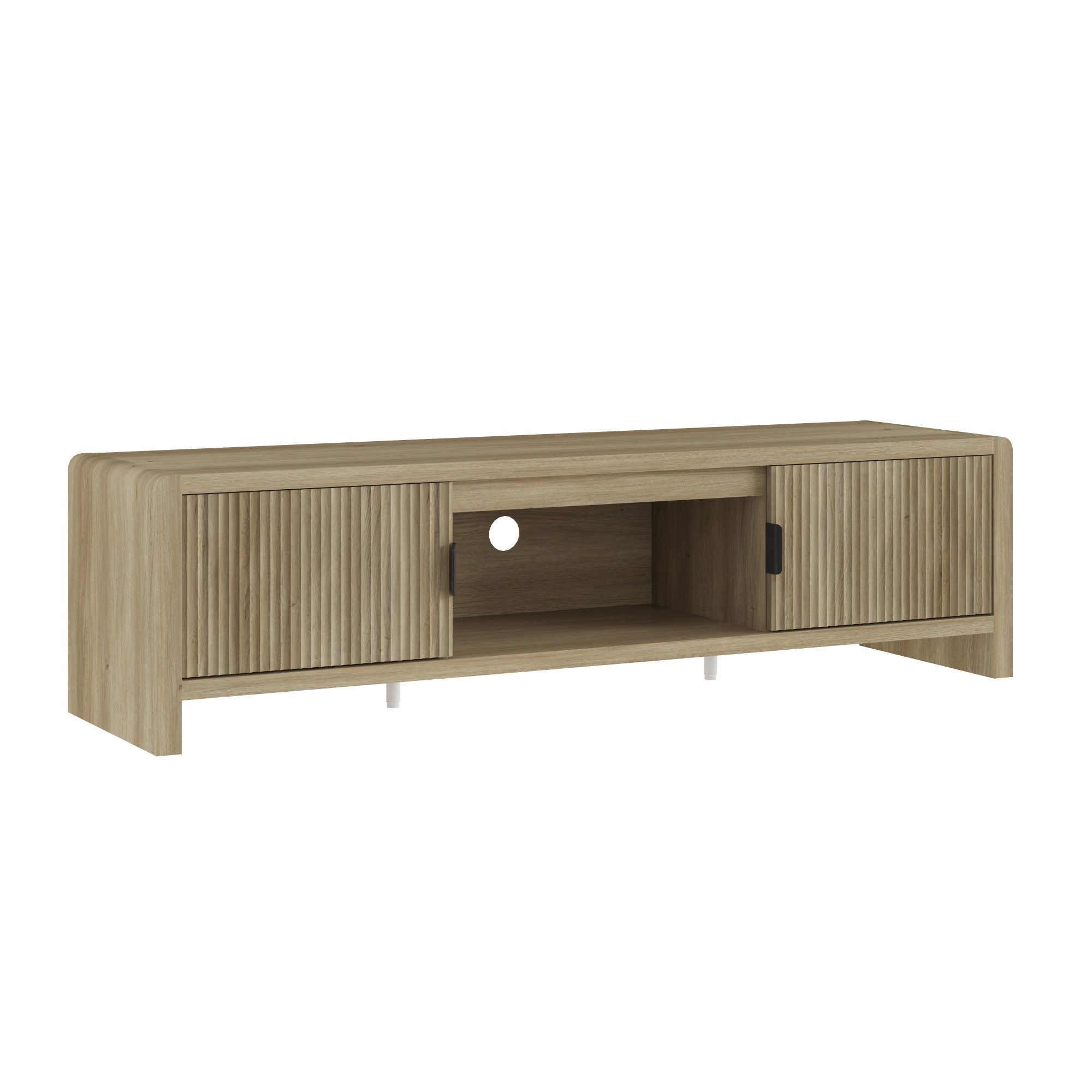 en.casa TV-Schrank »Lukkodso« mit 3 Fächern und 2 Türen 150x40x40 cm Eiche, mittelhell – Bild 4 von 5