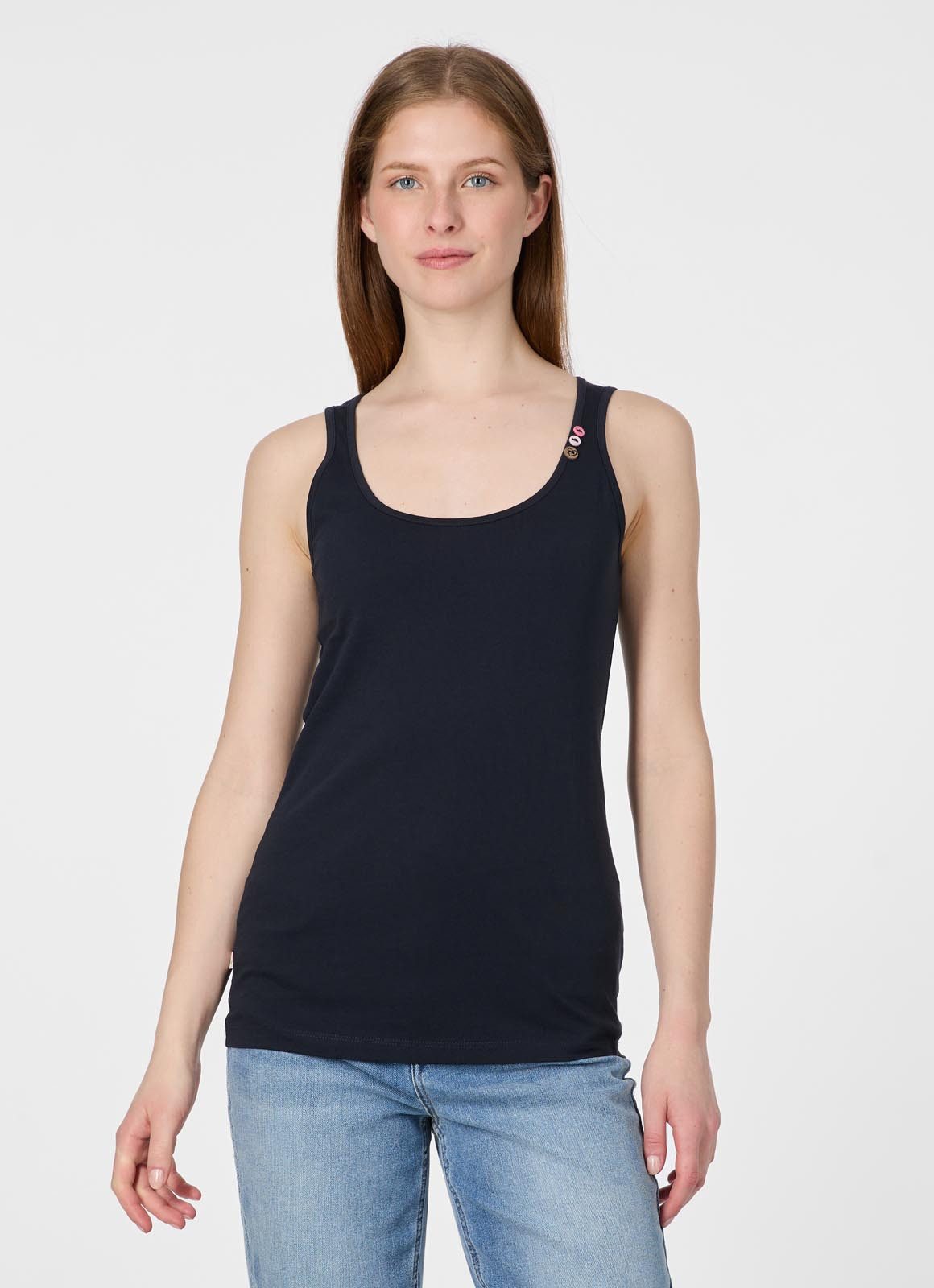 Ragwear Tanktop FLLOUKIA GOTS mit markentypischen 3-Knöpfen am Rundhals-Ausschnitt