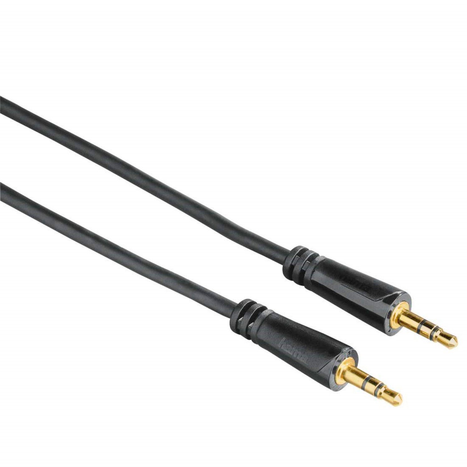 Hama AUX Kabel 3,5mm Klinke-Kabel 5m Schwarz Audio-Kabel, 3,5-mm-Klinke, 3,5mm Klinke (500 cm), Audio-Kabel für Handy Smartphone Tablet PC MP4- MP3-Player CD-Player