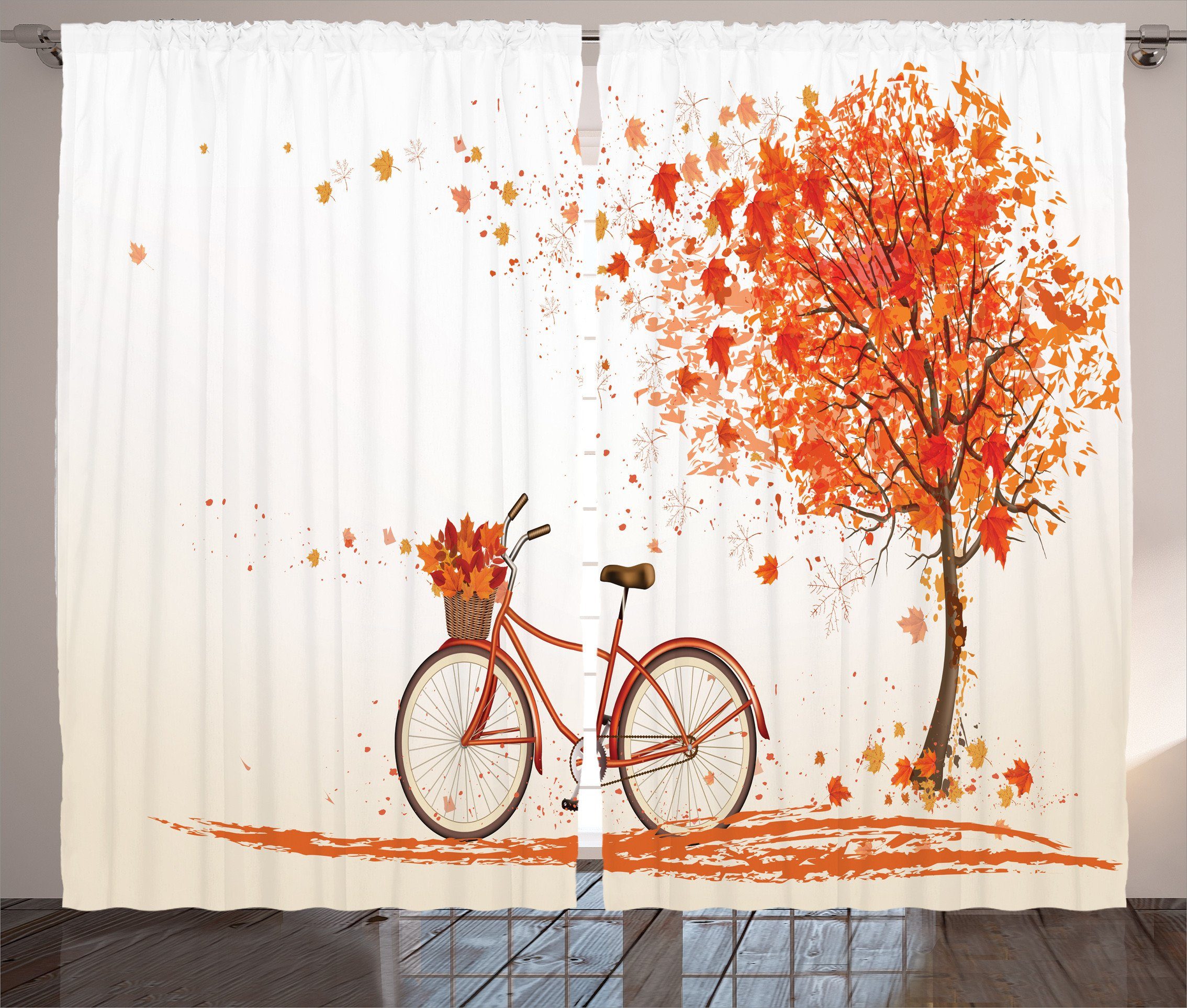Gardine Orange Haken, Herbst-Baum mit Vorhang Abakuhaus, Fahrrad Schlaufen Schlafzimmer und Kräuselband