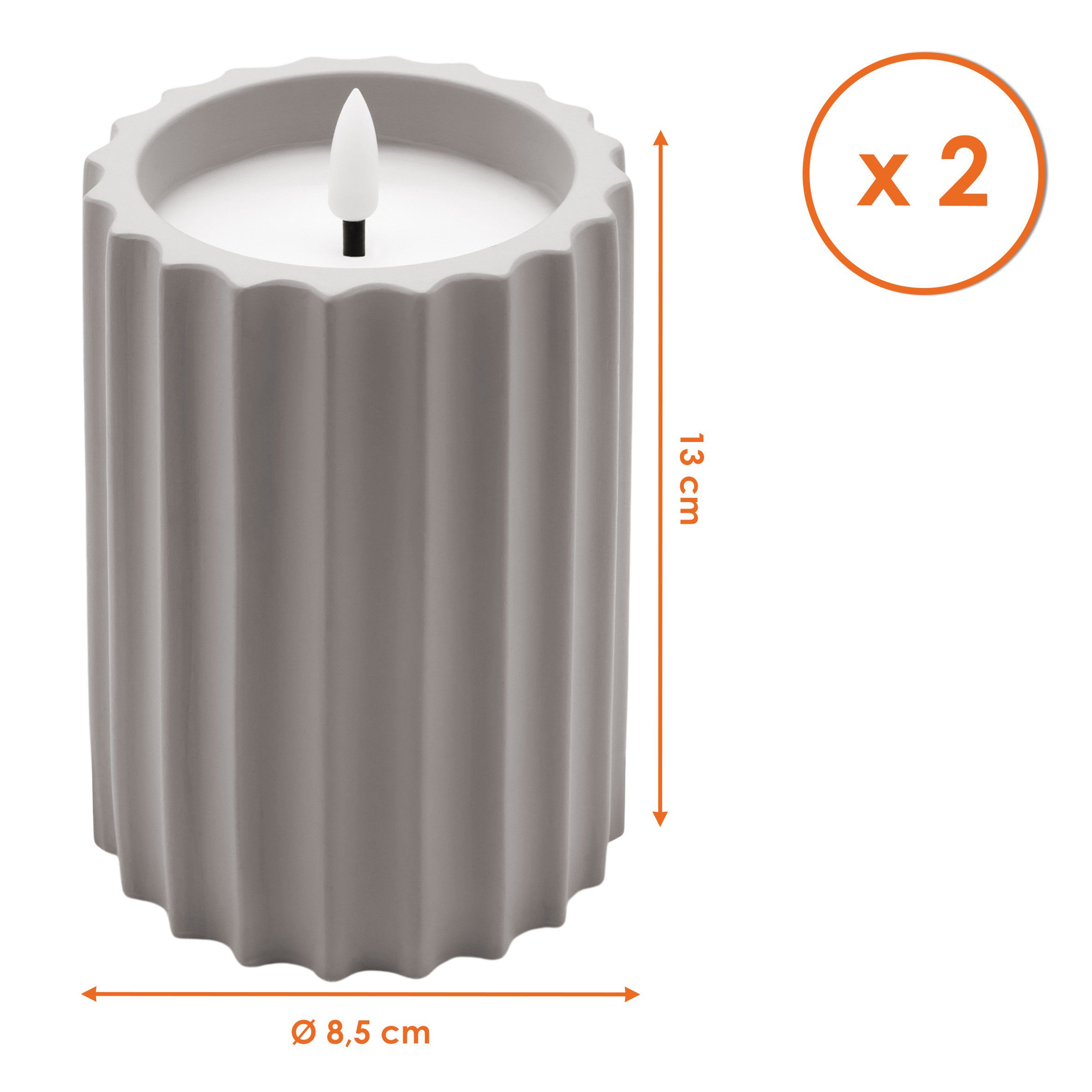 Spetebo LED-Kerze Outdoor LED Kerze Beton Design 13 x 8 cm mit Timer (Anzahl, 1-tlg., Stück), Mit IP44 Spritzwasserschutz