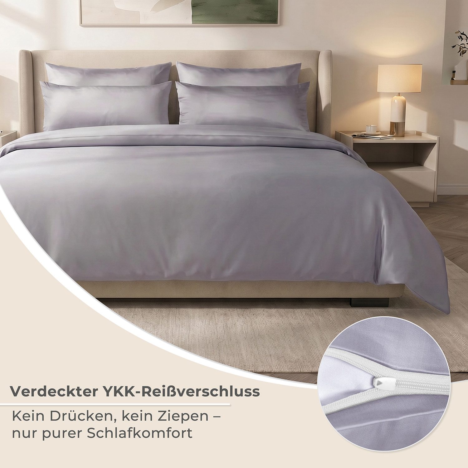 Laynenburg Bettwäsche Eukalyptus aus 100% Tencel Lyocell ab Gr. 135x200, kühlende, atmungsaktive Sommer-Bettwäsche mit Reißverschluss – Bild 4 von 5