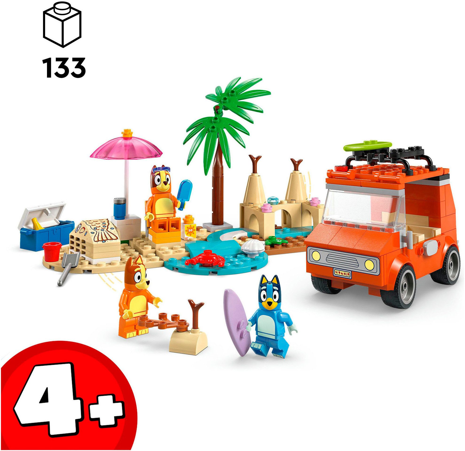 LEGO® Blueys Strandausflug (11202), LEGO Bluey Konstruktionsspielsteine, (133 St), Made in Europe