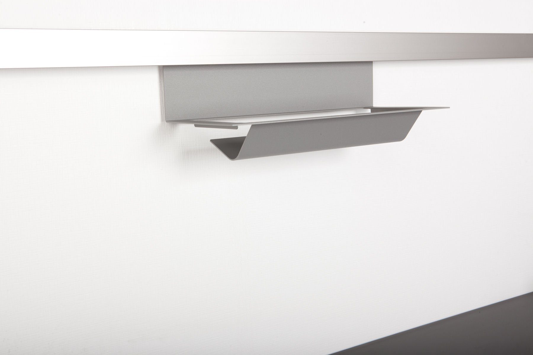 Kesseböhmer Küchenorganizer-Set Linero MosaiQ Küchen-Relingsystem Module Zubehör, Papierrollenhalter unten titangrau