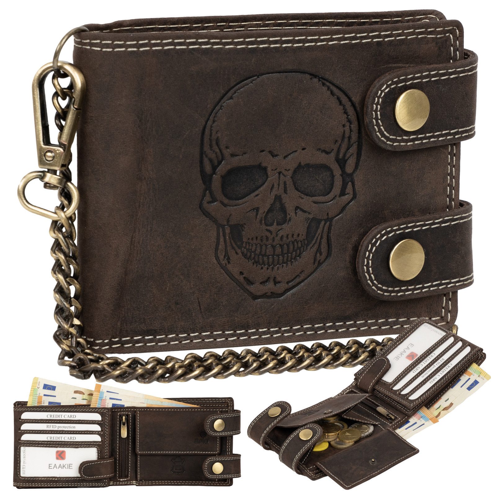 EAAKIE Geldbörse Leder Geldbörse Herren RFID Portemonnaie Echtleder Geldbörse, RFID Schutz