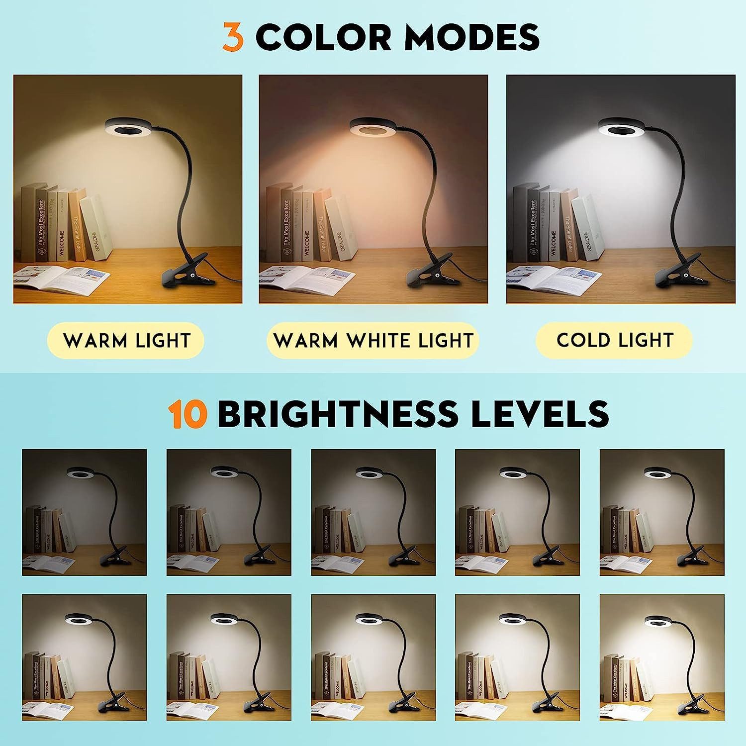 POPOLIC LED Nachttischlampe Leselampe, Tischlampe, Klemmleuchte, günstig online kaufen
