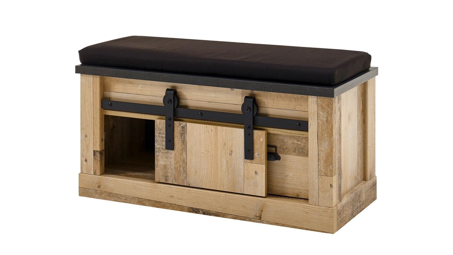 Möbel Akut Sitzbank Bank Sherwood 79 Old Style hell anthrazit mit Sitzkissen 93 cm