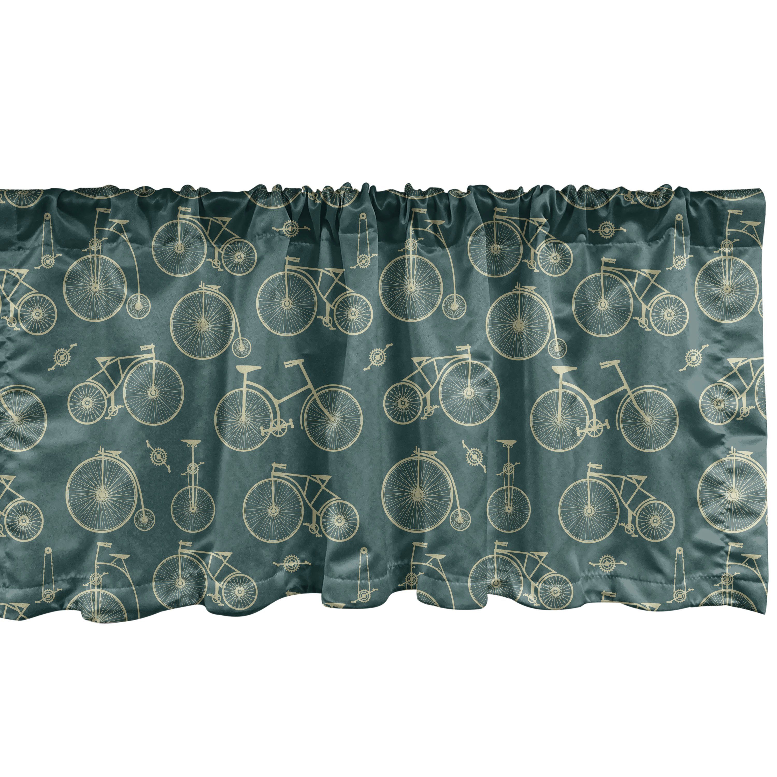 Scheibengardine Vorhang Volant für Küche Schlafzimmer Dekor mit Stangentasche, Abakuhaus, Microfaser, Jahrgang Verschiedene Art Fahrräder Bild