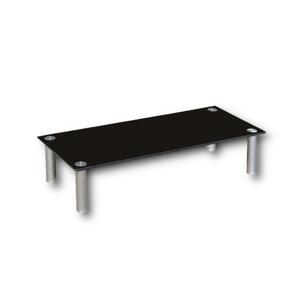 HOOZ TV-Aufsatz Schwarzglas mit Aluminiumfüßen - Ablage und Platzerweiterung 70x35cm, (modern, 1-St., mit Aufbauanleitung), aus Sicherheitsglas