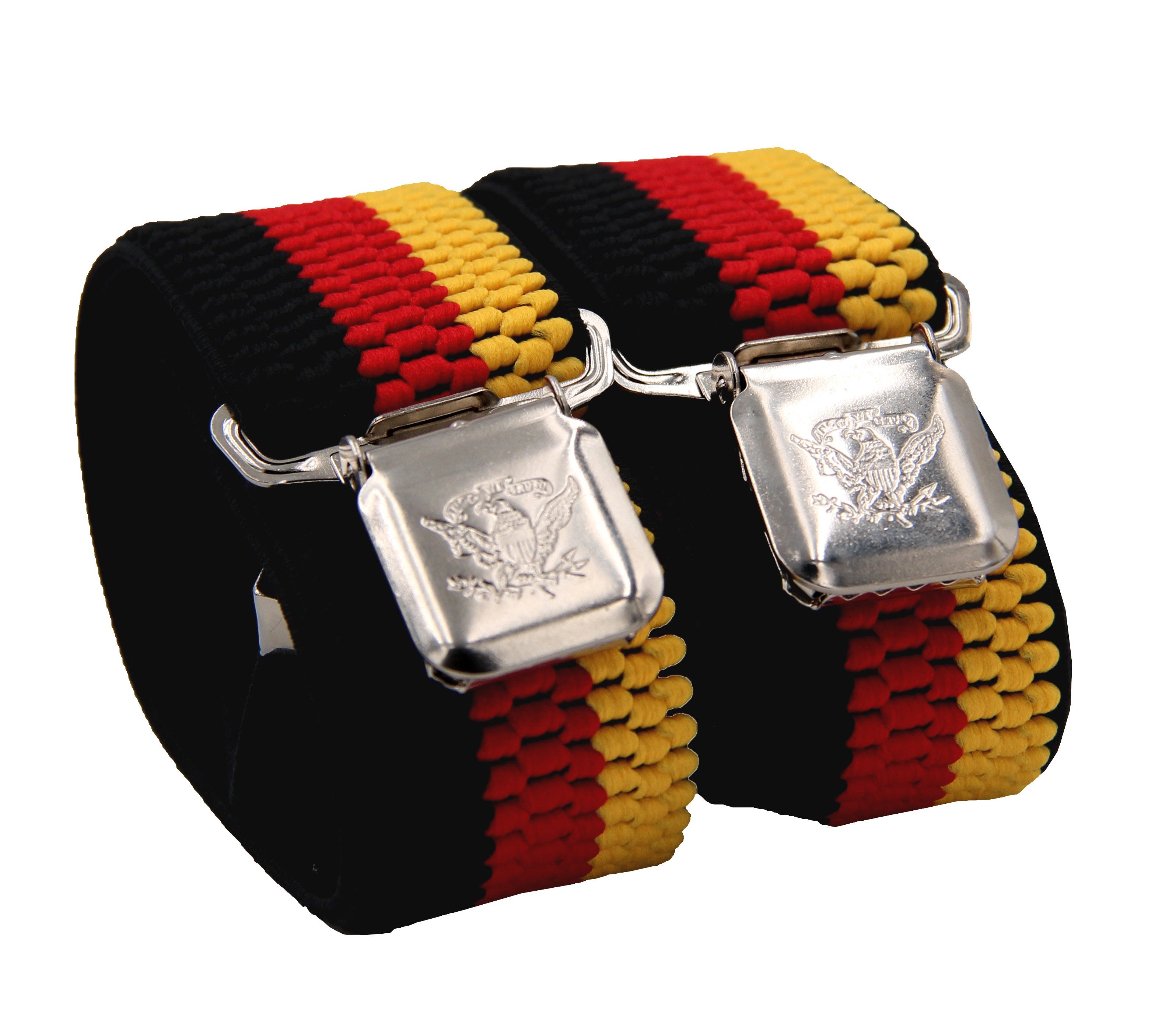 Fabio Farini Hosenträger 4cm Breites Y-Design verstellbar mit extra starken Clipverschluss, Schwarz/Rot/Gelb