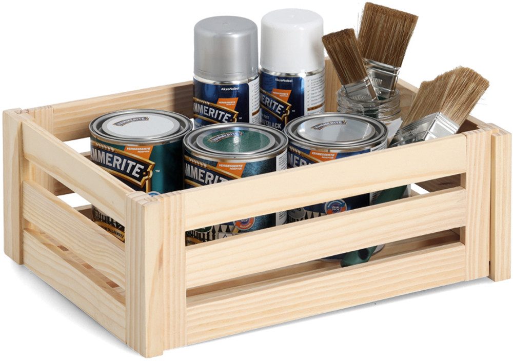 Zeller Present Aufbewahrungsbox 'Leisten', Kiefer, natürliches Holz, vielseitig, Stecksystem