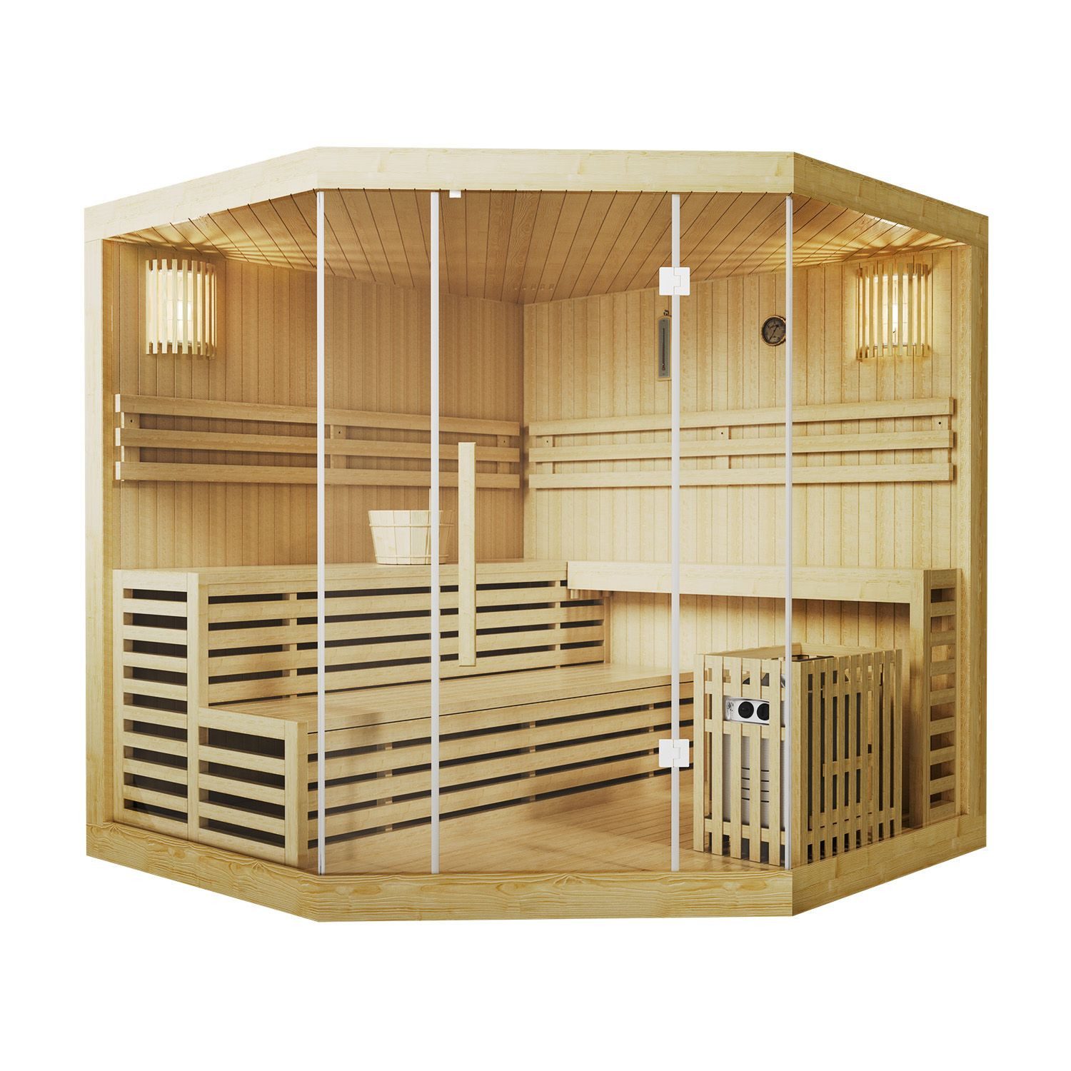 Artsauna Sauna Espoo200 Premium, 50 mm, für 5 Personen, Hemlock Holz, Harvi günstig online kaufen