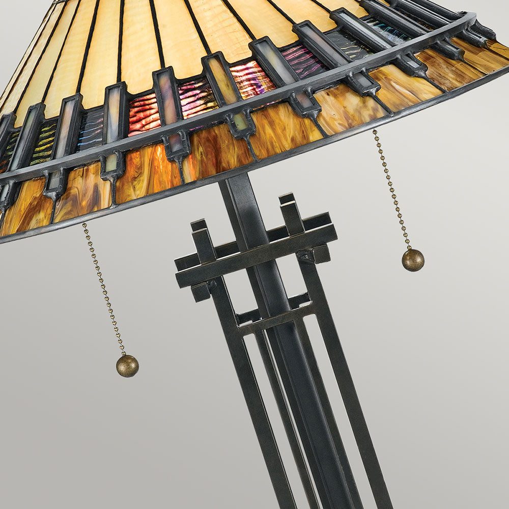 Elstead LIGHTING Schreibtischlampe, Leuchtmittel nicht inklusive, Tischleuchte Beistelllampe Schreibtischlampe Tiffany-Glas Stahl