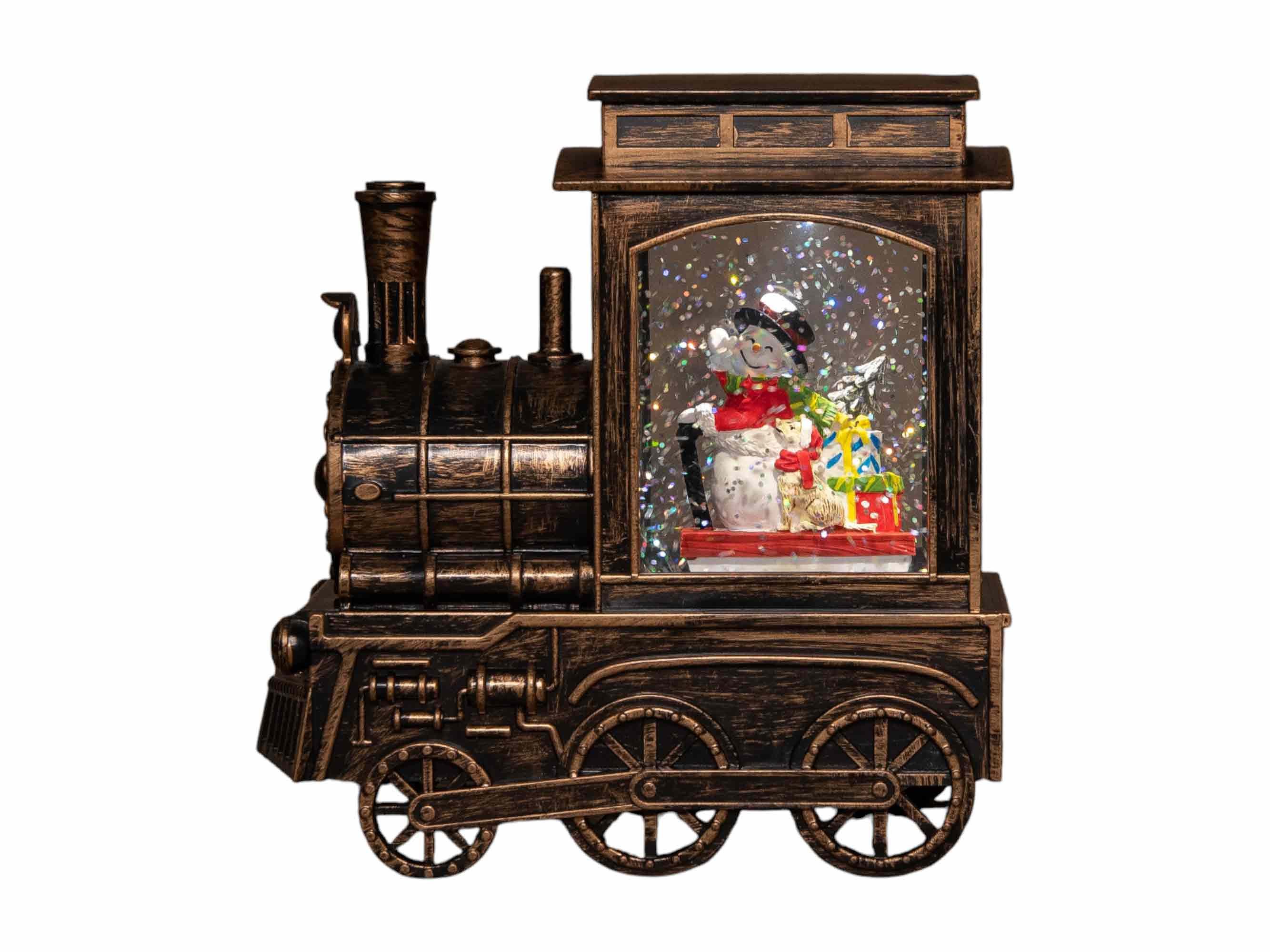 Coen Bakker Deco BV Schneekugel Glitter Lantern (1 St), Lok mit Schneemann Verwirbler LED 16x17cm