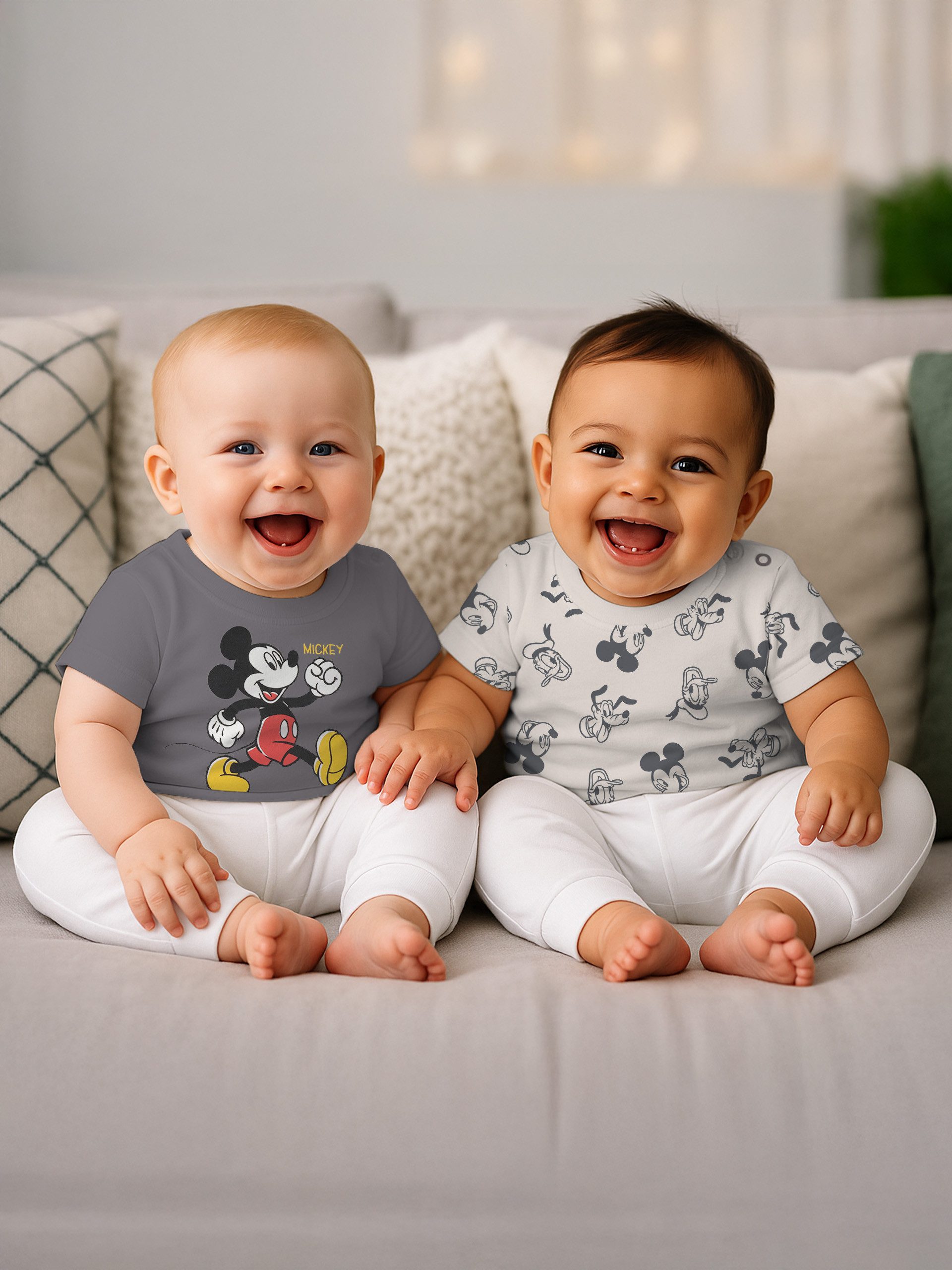 United Labels® T-Shirt Disney Mickey Mouse Baby T-Shirt Shirt Kurzarm (2er Pack)