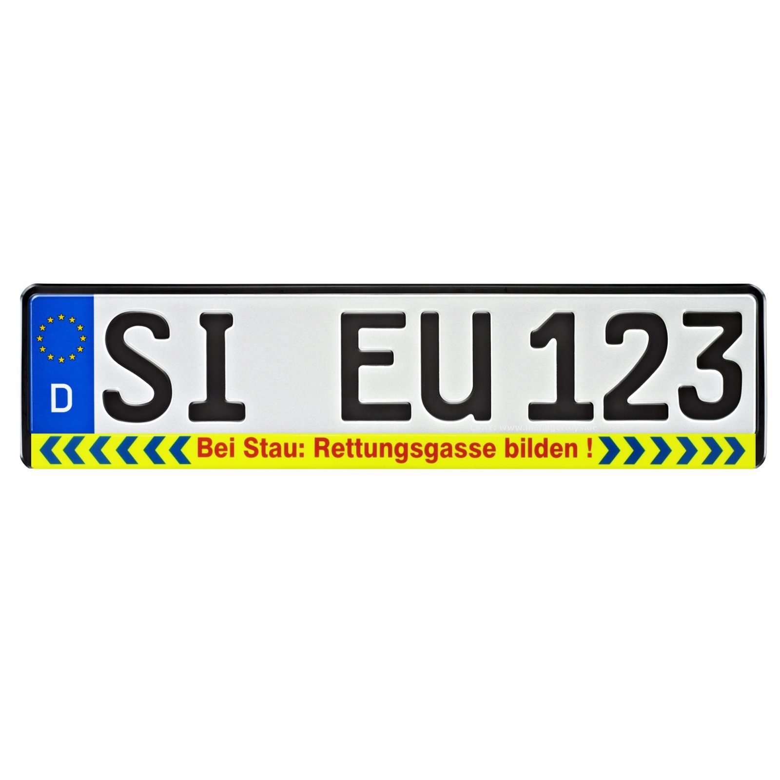 HR-IMOTION Kennzeichenhalter BEI STAU RETTUNGSGASSE BILDEN schwarz/neon Nummernschildhalter, (1, 1-St)