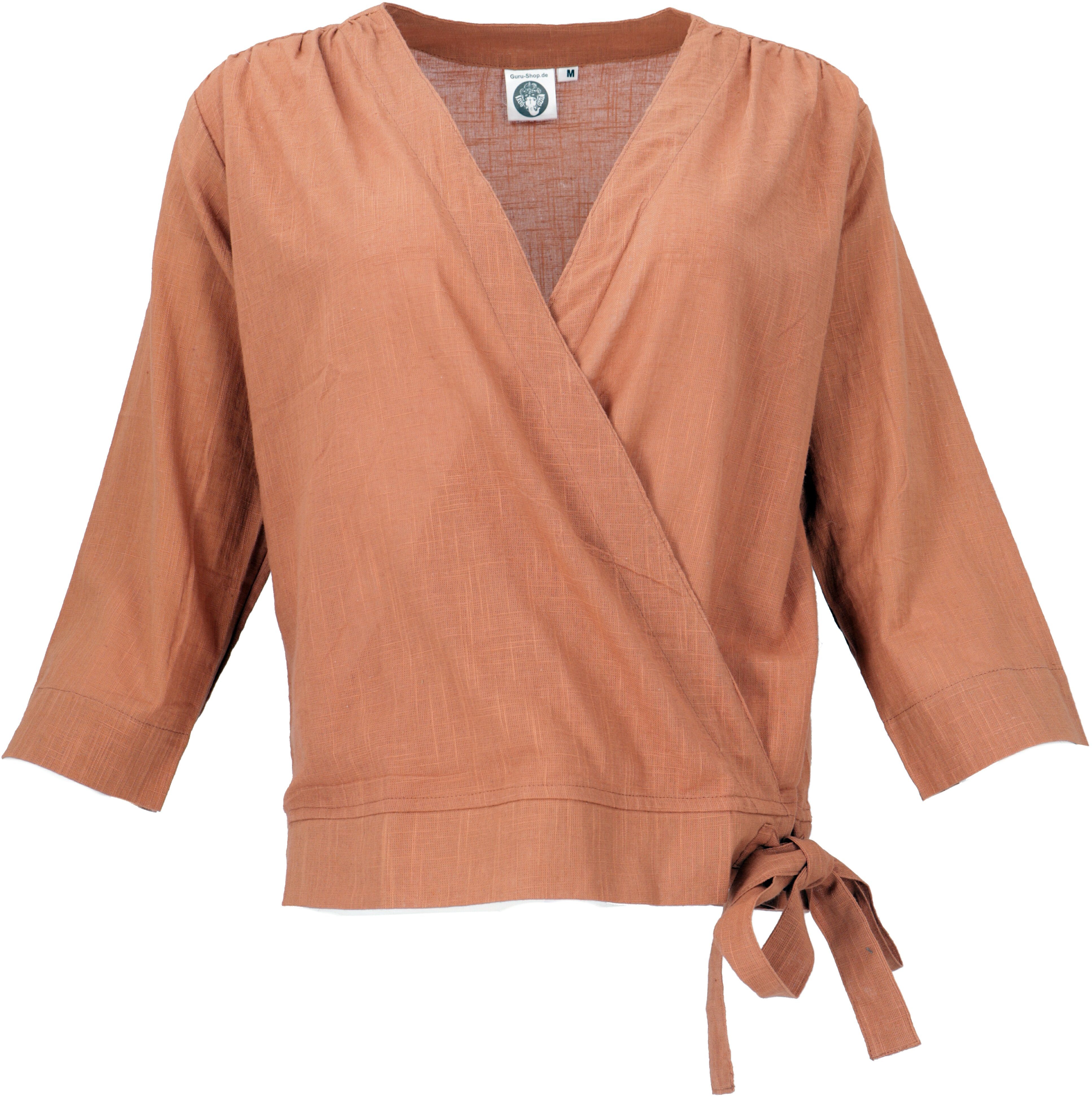 Guru-Shop Longbluse Leichte apricot Bekleidung Bluse, Baumwoll in.. Sommerbluse alternative