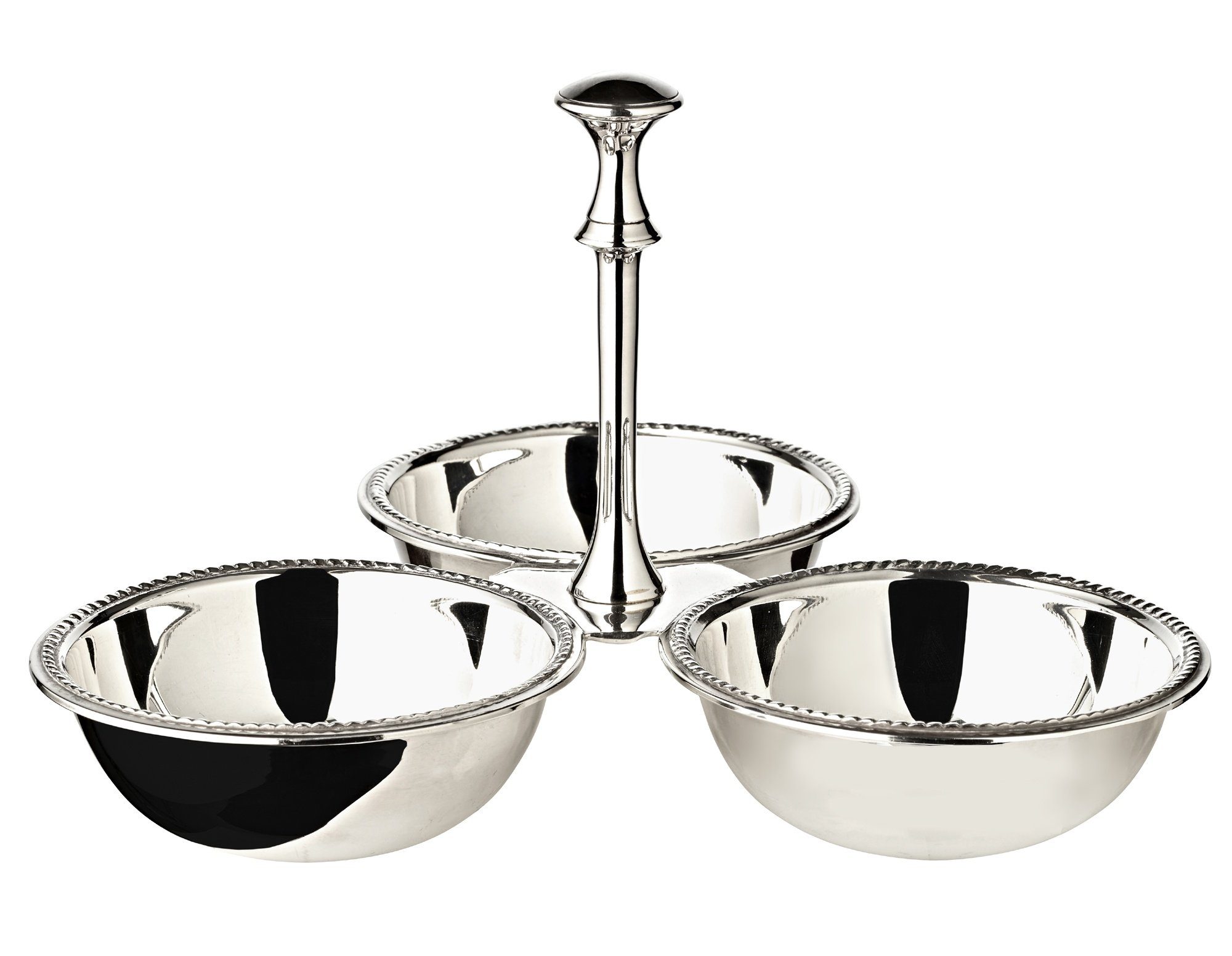 EDZARD Servierschale Perla, Messing, Dekorative Schale, schwerversilbert, H 14 cm, Ø 21 cm